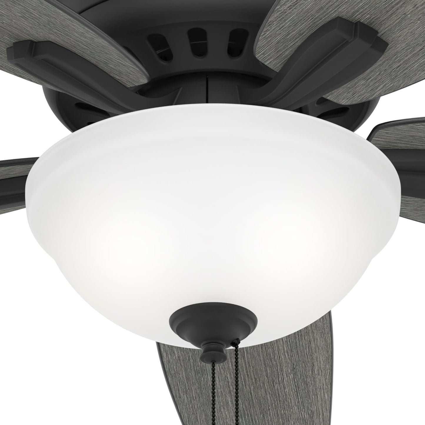 Hunter Fan 52 inch Casual Matte Black Indoor Ceiling Fan with LED Light and Pull Chain, Holiday Gift for Bedroom, Living Room, Dining Room, Kitchen