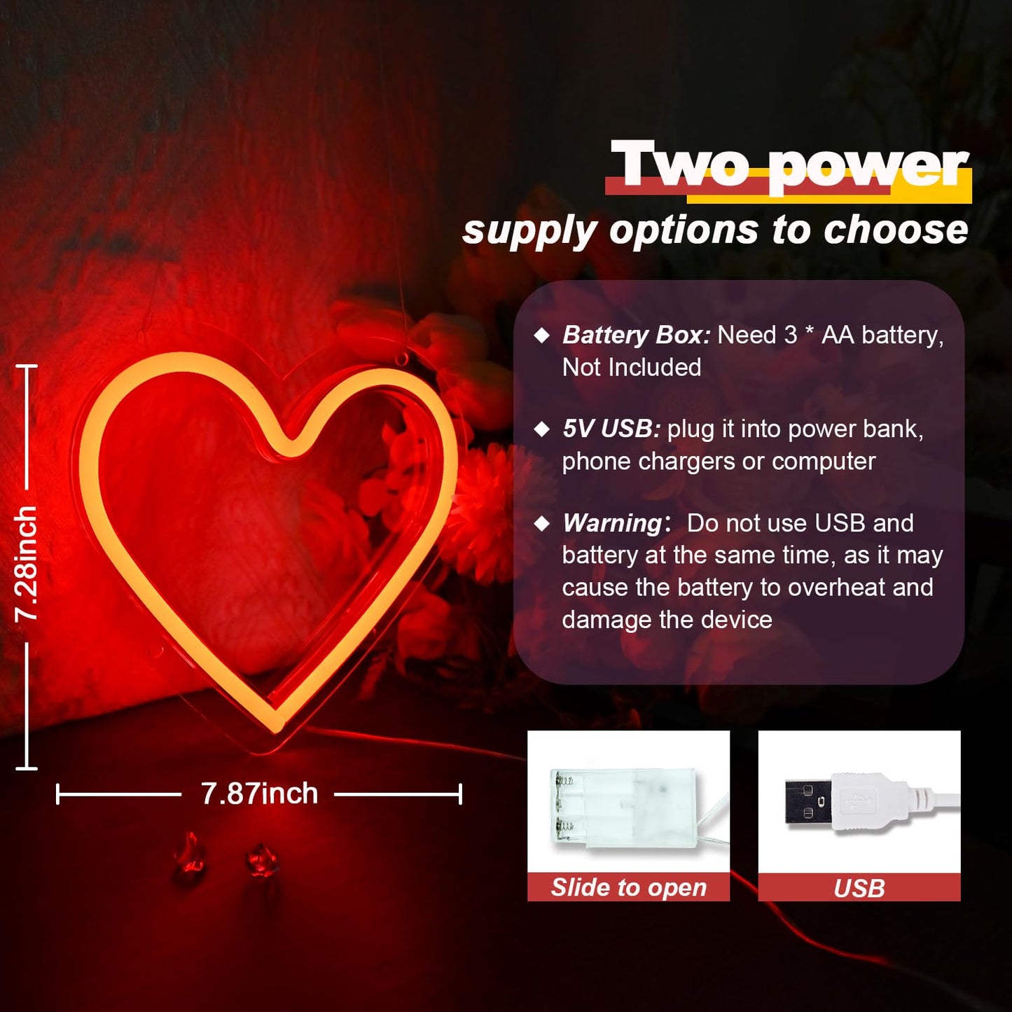 Britrio Red Heart Neon Sign for Girls Room Dorm Bedroom Wall Decor Art 2 Pcs LED Neon Heart Light Sign Wedding Anniversary Birthday Party Home Decor