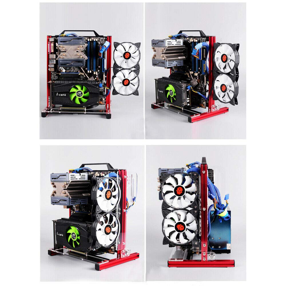 ITX (17 x 17cm) ATX MATX PC Motherboard Case Frame, Open Bare Metal Air Water Cooling Fan Stand Chassic Test Bench Vertical Rack Computer Board