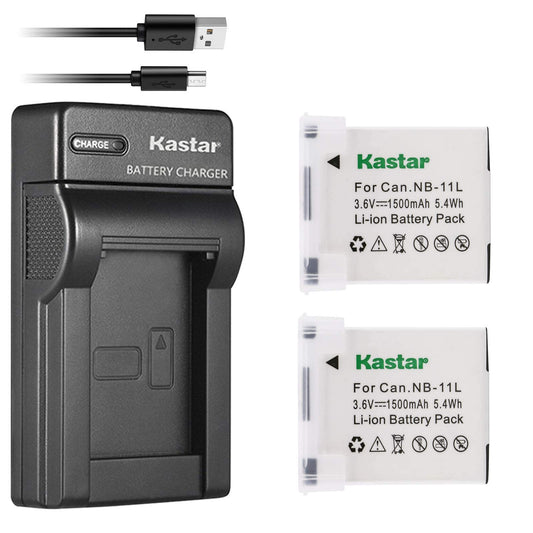 Kastar Battery (X2) & Slim USB Charger for Canon NB-11L and PowerShot SX410 is SX400 is ELPH 170 is 340 HS 320 HS 130HS 110 HS 1150 HS A2300 is A2400
