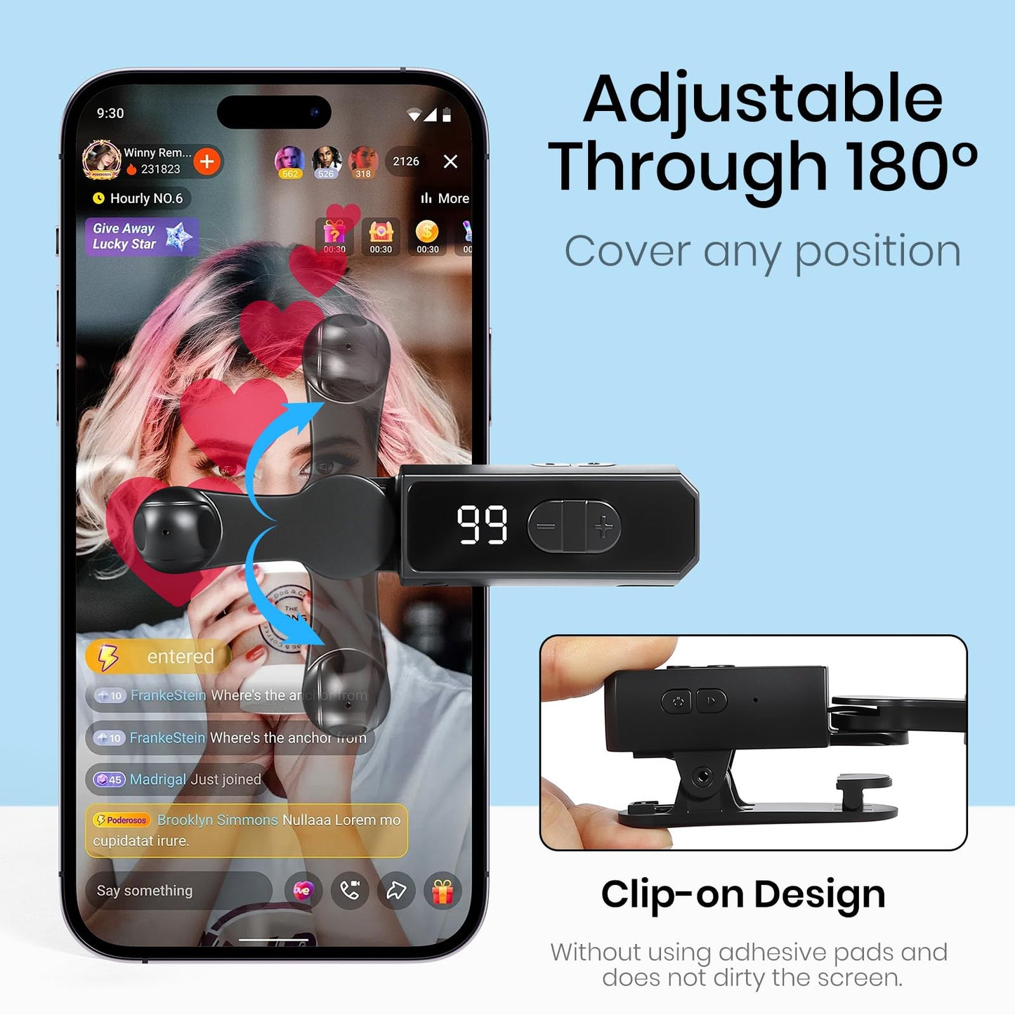 Auto Clicker Smart Tapper for iPhone iPad Android TikTok - Auto Touch Device with 107 Adjustable Speed, Rechargeable,Wireless,Instant Clicker for Live