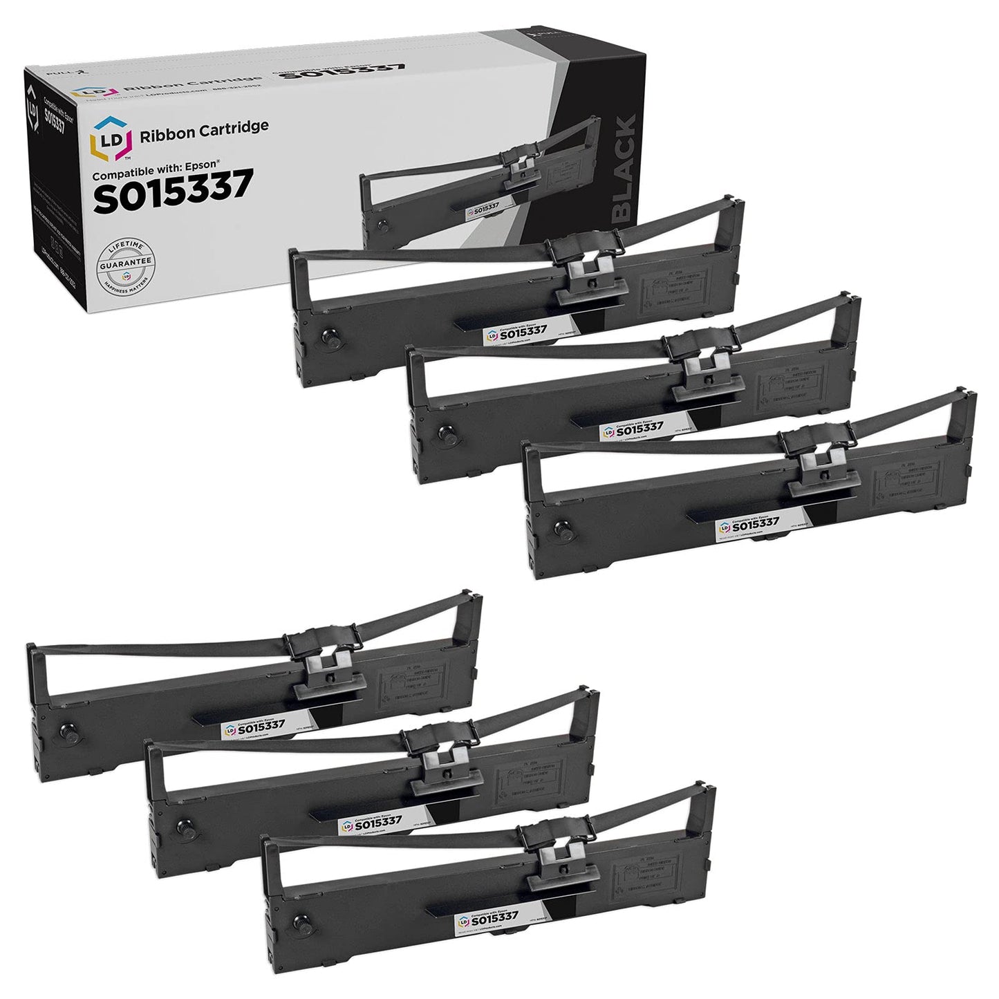 LD Products Compatible Ribbon Cartridge Replacement for Epson S015337 (Black, 6-Multipack) Compatible with the Following Epson Printer Model LQ-590