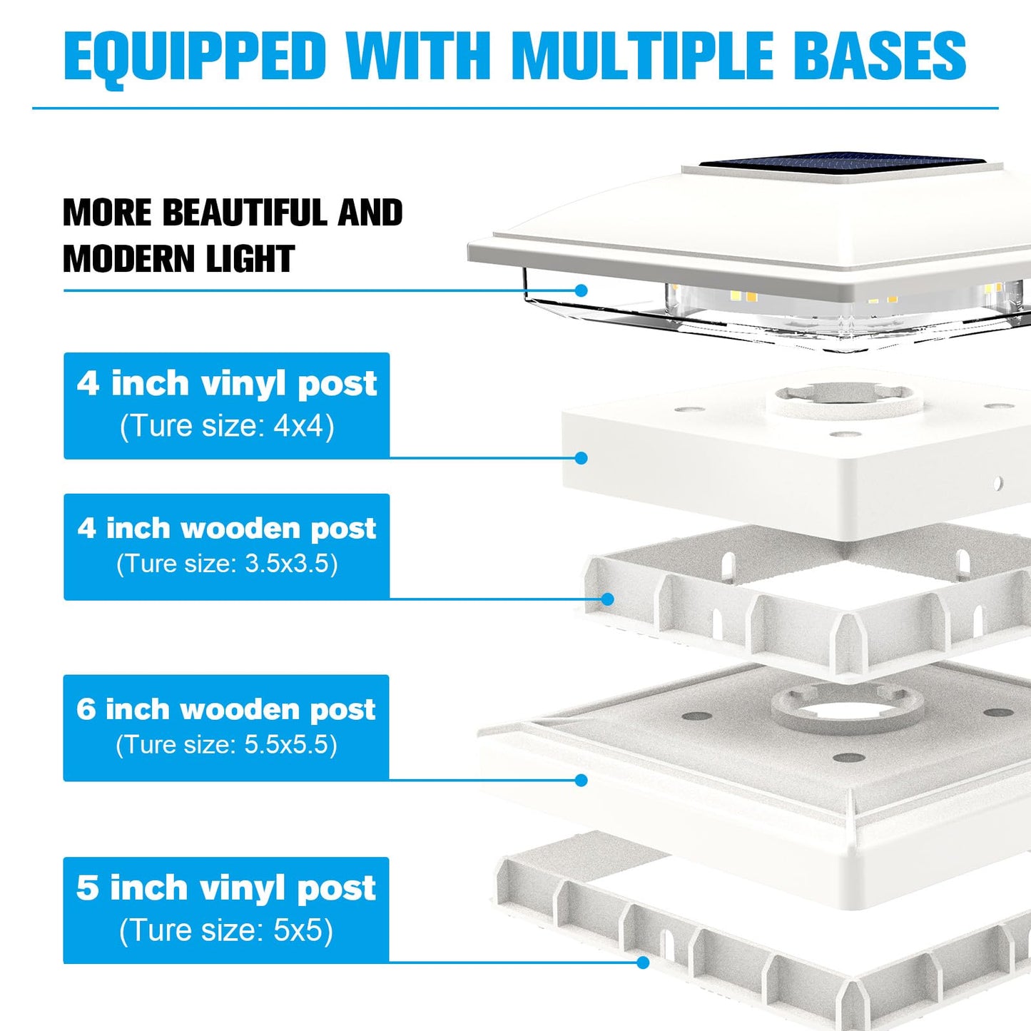 VOLISUN Solar Post Cap Light Outdoor Waterproof 12pack,Solar Fence - Post Lights for 4x4 5x5 6x6 Wooden/Vinyl Post,White Deck Cap Light Solar Powered