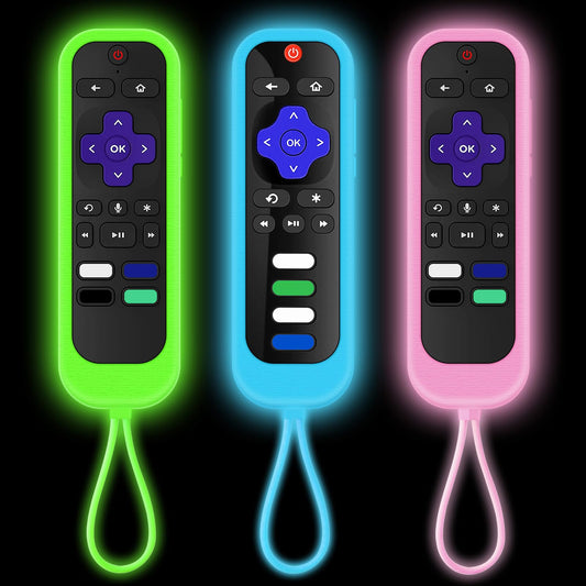 [3Pack] Climberer Remote Case Cover Compatible with TCL/Hisense roku TV |Sharp Roku TV | Roku Express 4K+?Glow in The Dark Makes it Easy to find