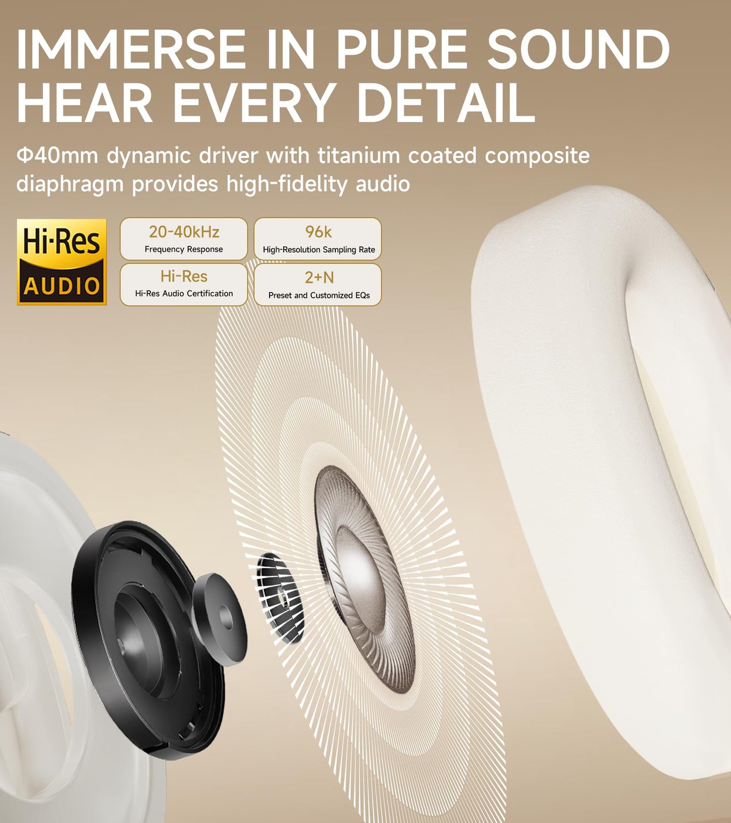 Atom Max - Hybrid Active Noise Cancelling Headphones, Hi-Res Audio, Wireless Over-Ear, Foldable, 45H Playtime, Fast Charging, Customize via an App…