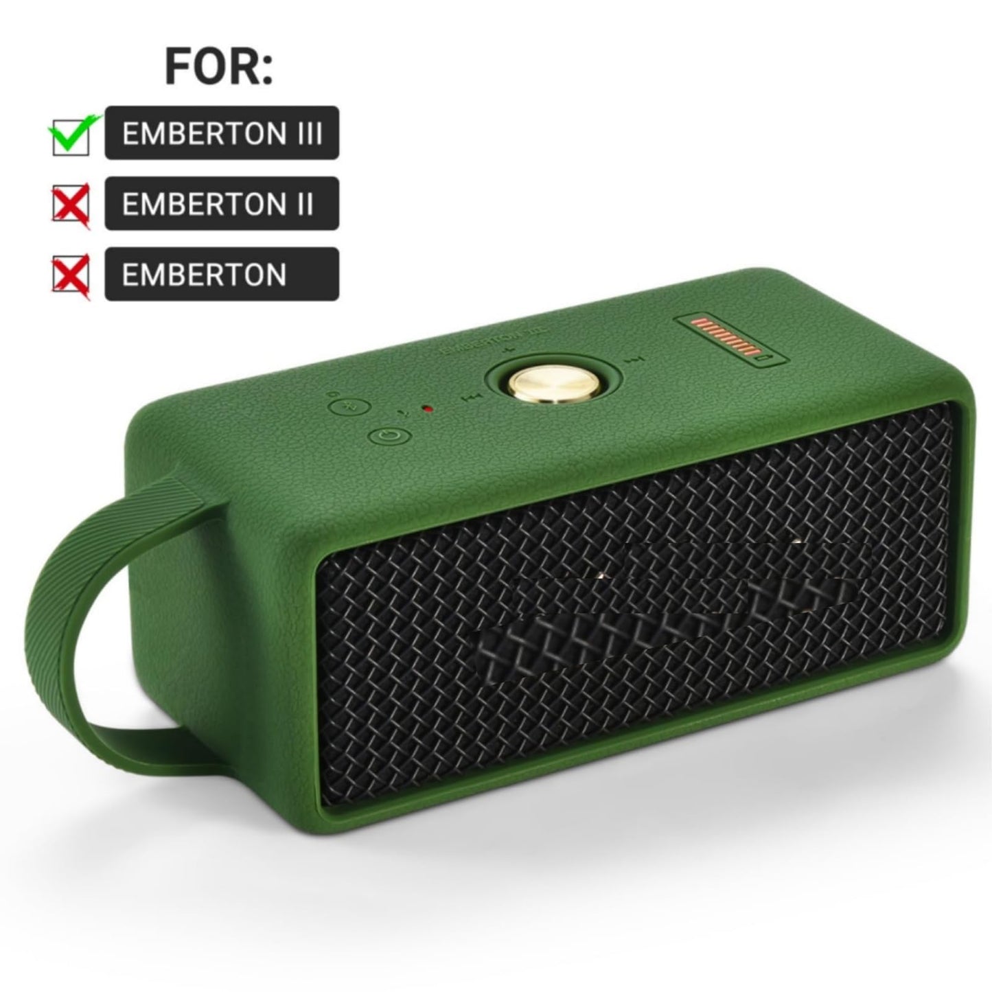 Ferbao Silicone Cover Case for Marshall Emberton III Speaker,Protective Skin Travel Carrying Case Compatible with Marshall Emberton III(Green)