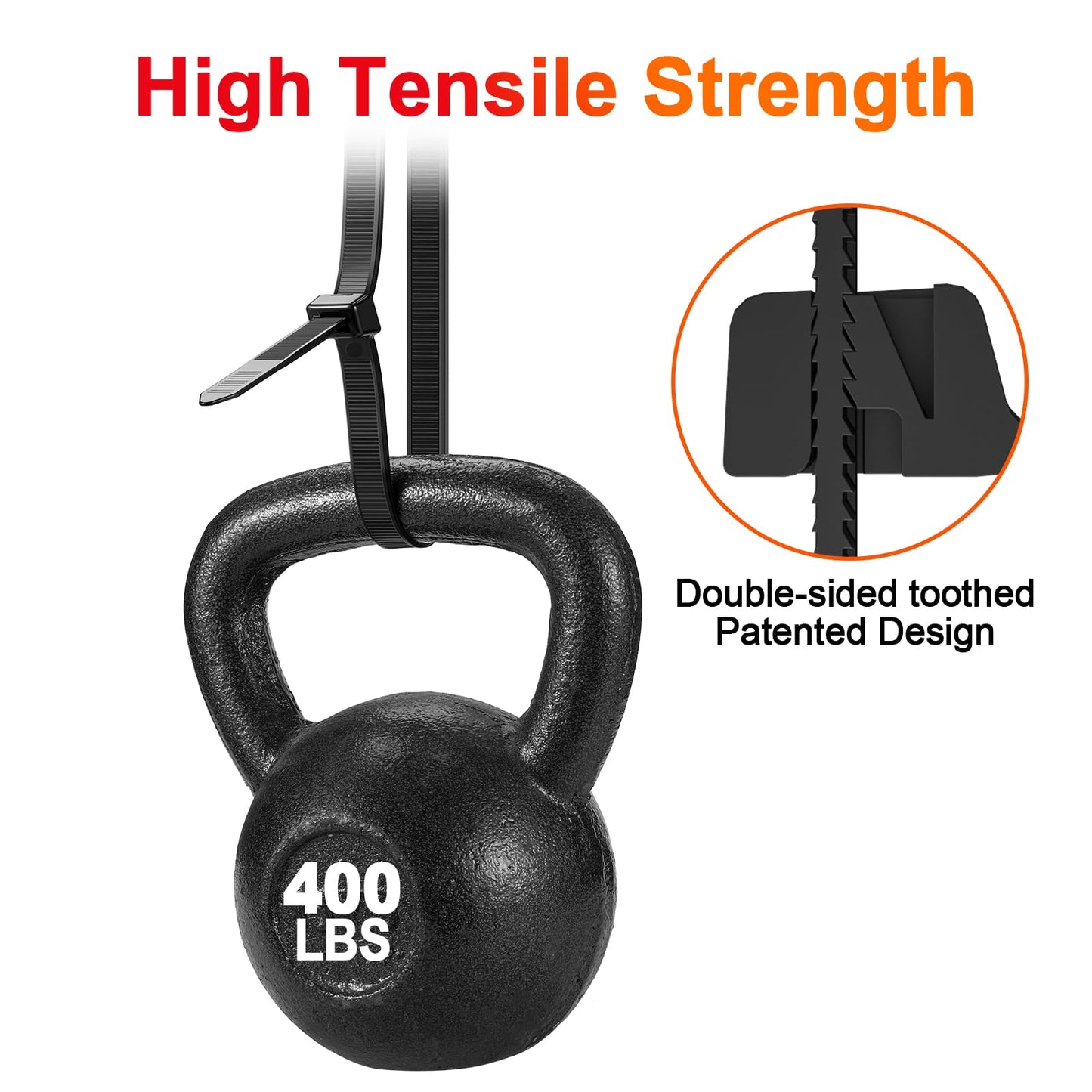 Long Zip Ties Heavy Duty 24 inch?400 LBS Tensile Strength With Double Sided Toothed Super Durable Cable Ties ?Extra Large Wire Ties Adjustable Nylon