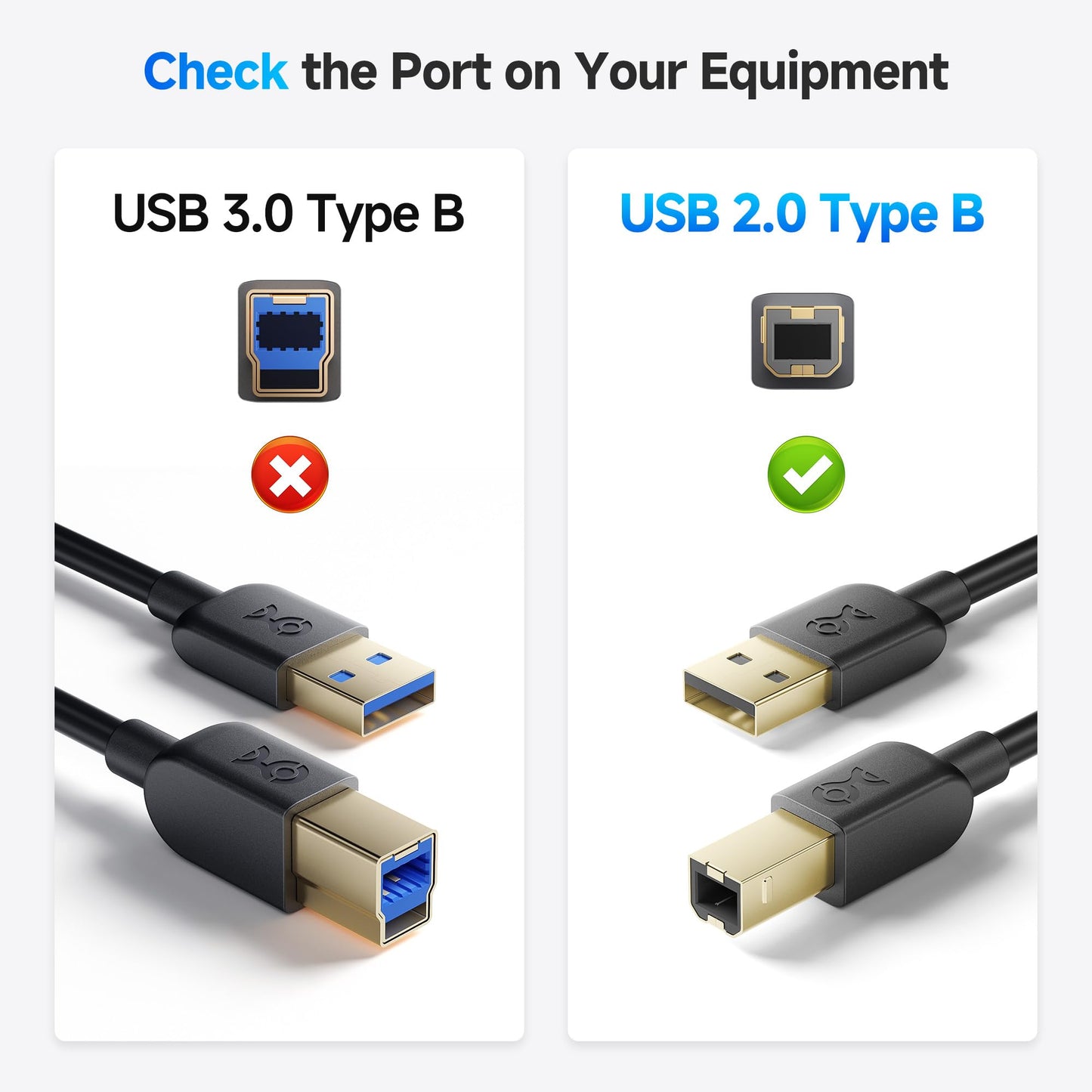 Cable Matters 3-Pack USB Printer Cable - 6ft, USB A to B Cable, Compatible with Printer, External Hard Drive, Audio Interface, Scanner, MIDI