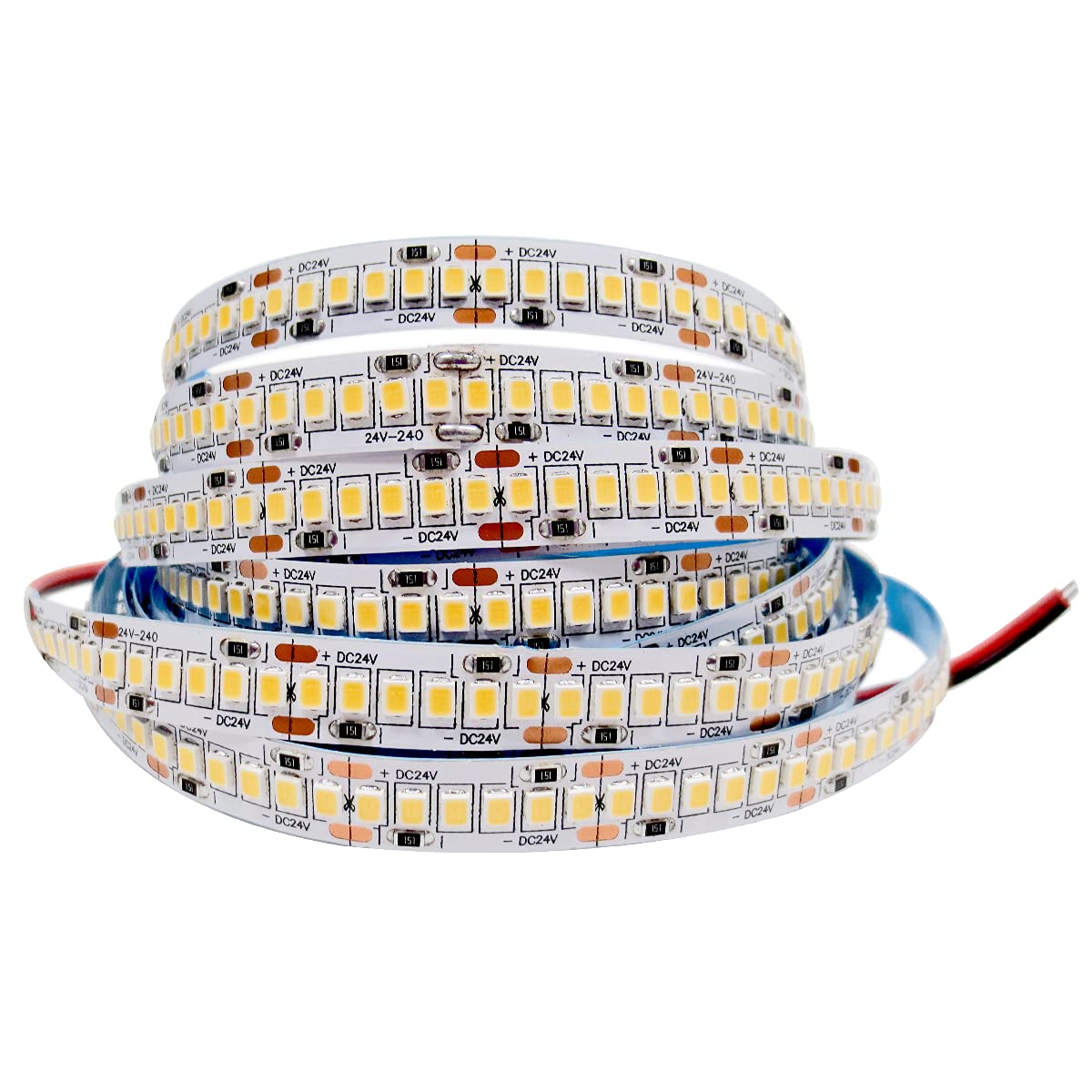 Tesfish 24V LED Strip Lights, Warm White 3000K 16.4ft SMD 2835 IP20 240 LEDs/M Total 1200 LEDs Super Bright 12000LM Rope Light Strips for Bedroom