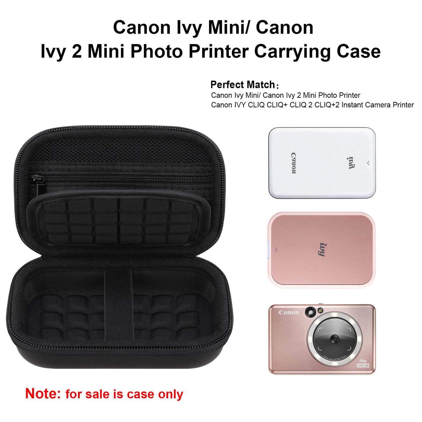Elonbo Carrying Case for Canon Ivy 2/ Canon Ivy Mini Photo Printer, Portable Instant Smartphone Color Print Digital Camera Hard Travel Bag, Wireless