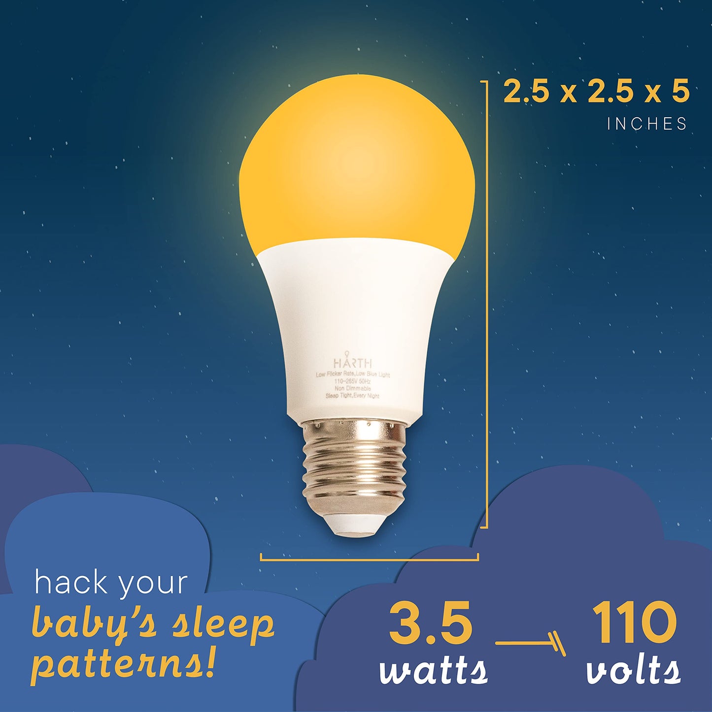 Amber Light Bulbs for Sleep I 1800K Warm Light Bulbs for Bedside Lamp I 3.5W E26 Led Bulb (60W Equiv) Orange Led Lights for Bedroom Soft Warm Lighting