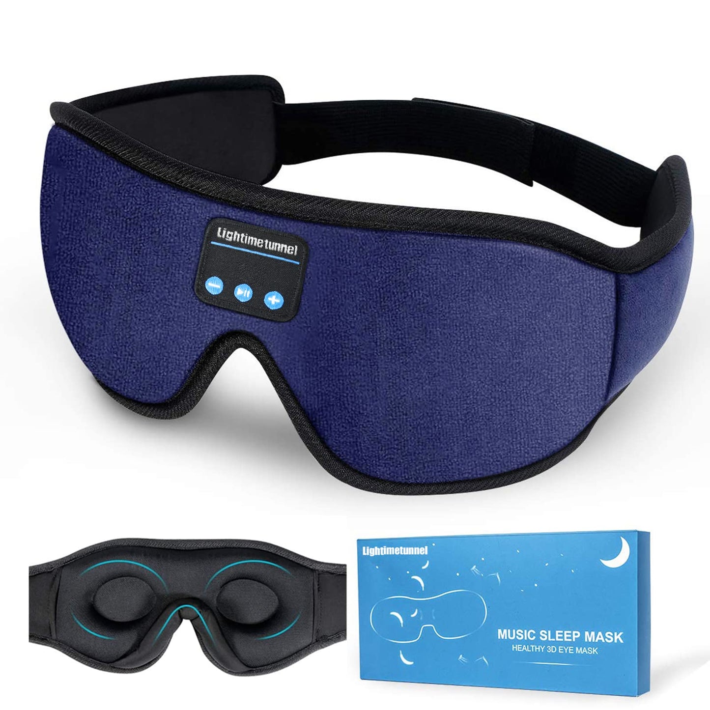 Sleep Headphones, 3D Bluetooth Sleep Mask, LIGHTIMETUNNEL Washable Sleeping Headphones with Ultra Thin Stereo Speakers Microphone Hands Free…