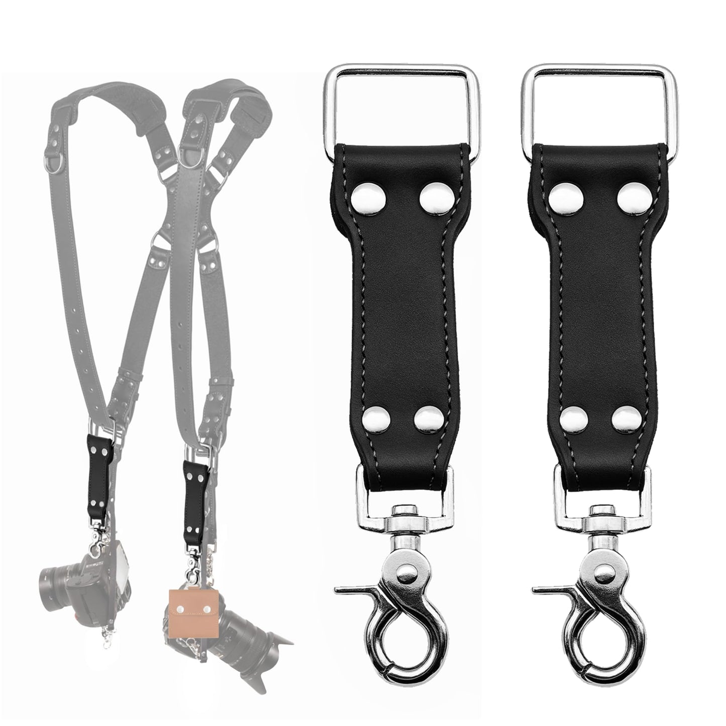 C Coiro Extra Attachments Single and Dual Camera Harness for Camera Bag, Sling Bag, Pouch, Lens Case Perfect Photography Accessories for Leather
