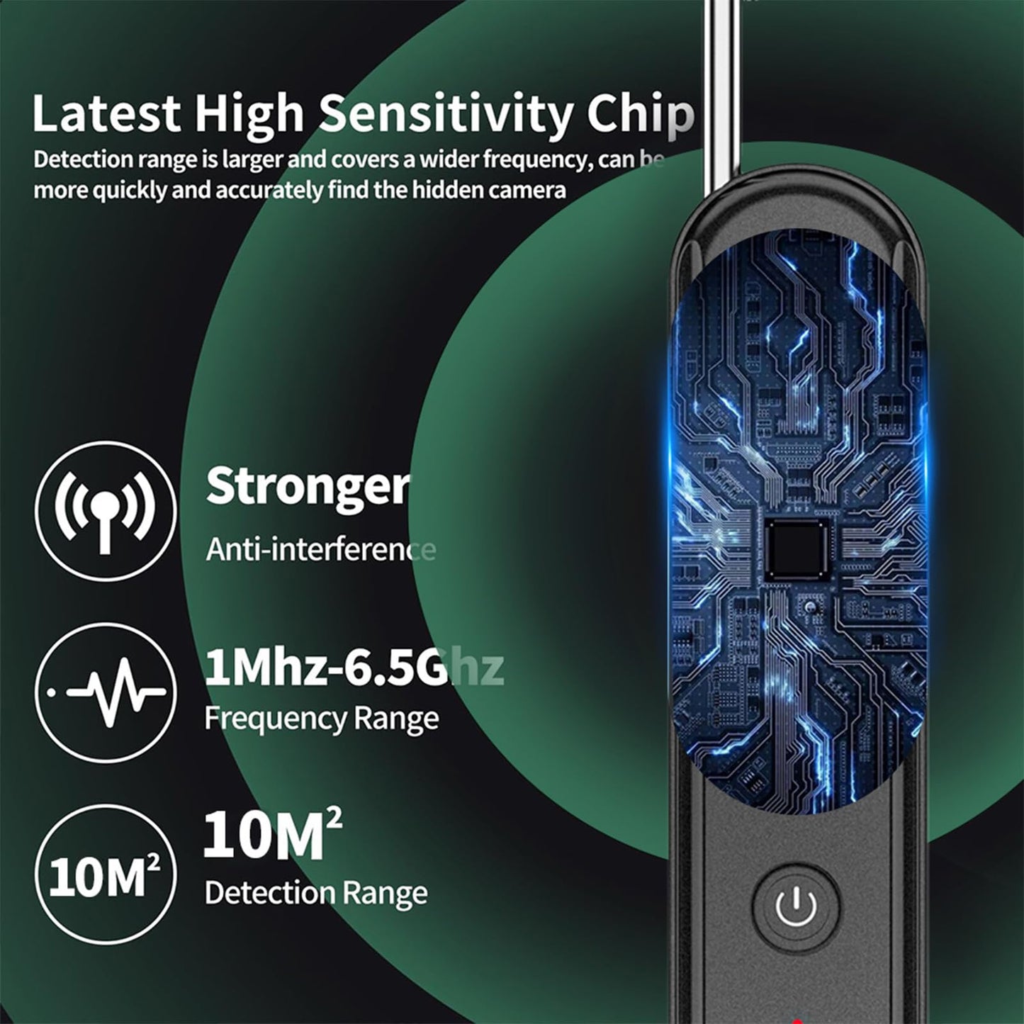Hidden Camera Detector 2025 - GPS & Bug Detection for Hotels, Travel, Office | 6-Level Sensitivity | Hidden Device Scanner (Black)