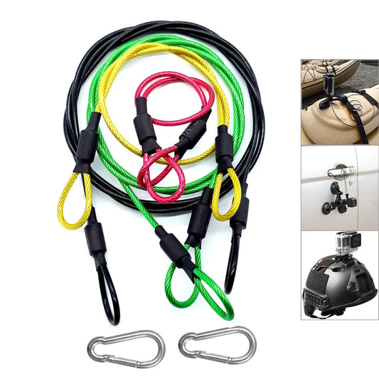 Atoptek Camera Safety Tether, Stainless Steel Cable Wire Colorful Coating Lanyard with Hook Carabiner Clip for GoPro Hero 9 8 7 6 5 4 3 Session DJI