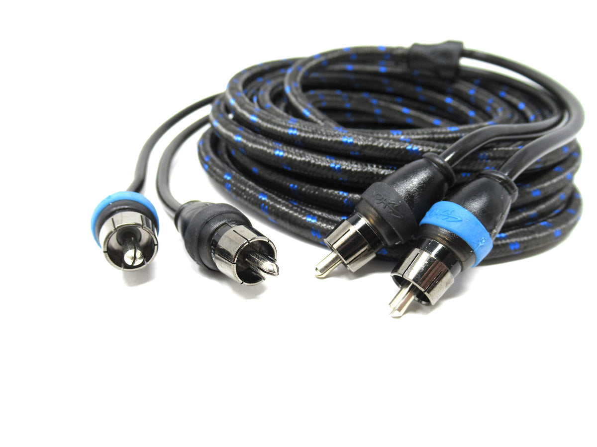 Sky High Car Audio 2 Channel 9 ft RCA Cables Triple Shield Nylon Coated
