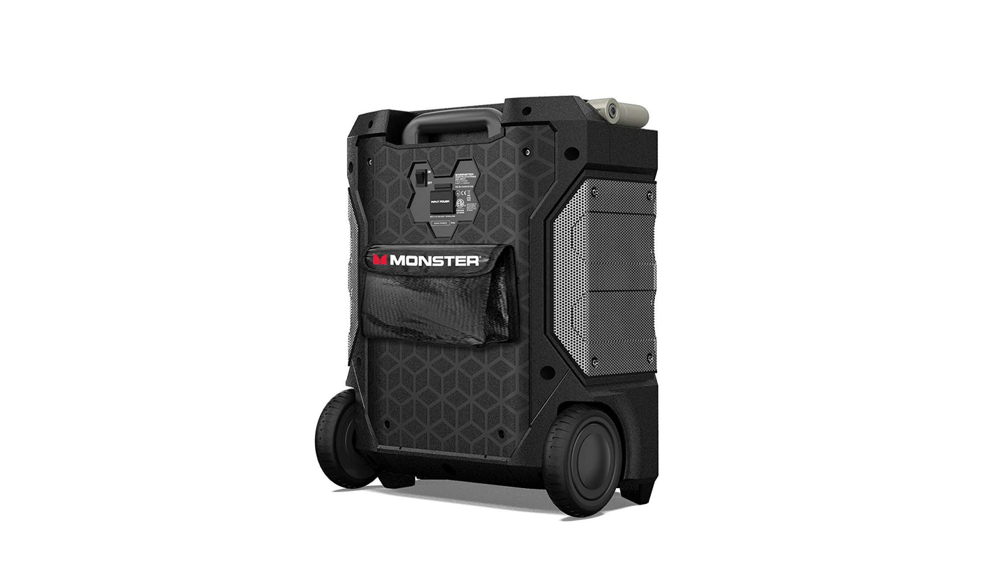 Monster Rockin' Roller 270 Portable Indoor/Outdoor Wireless Speaker, 200 Watts, Up to 100 Hours Playtime, IPX4 Water Resistant, Qi Charger, Connect