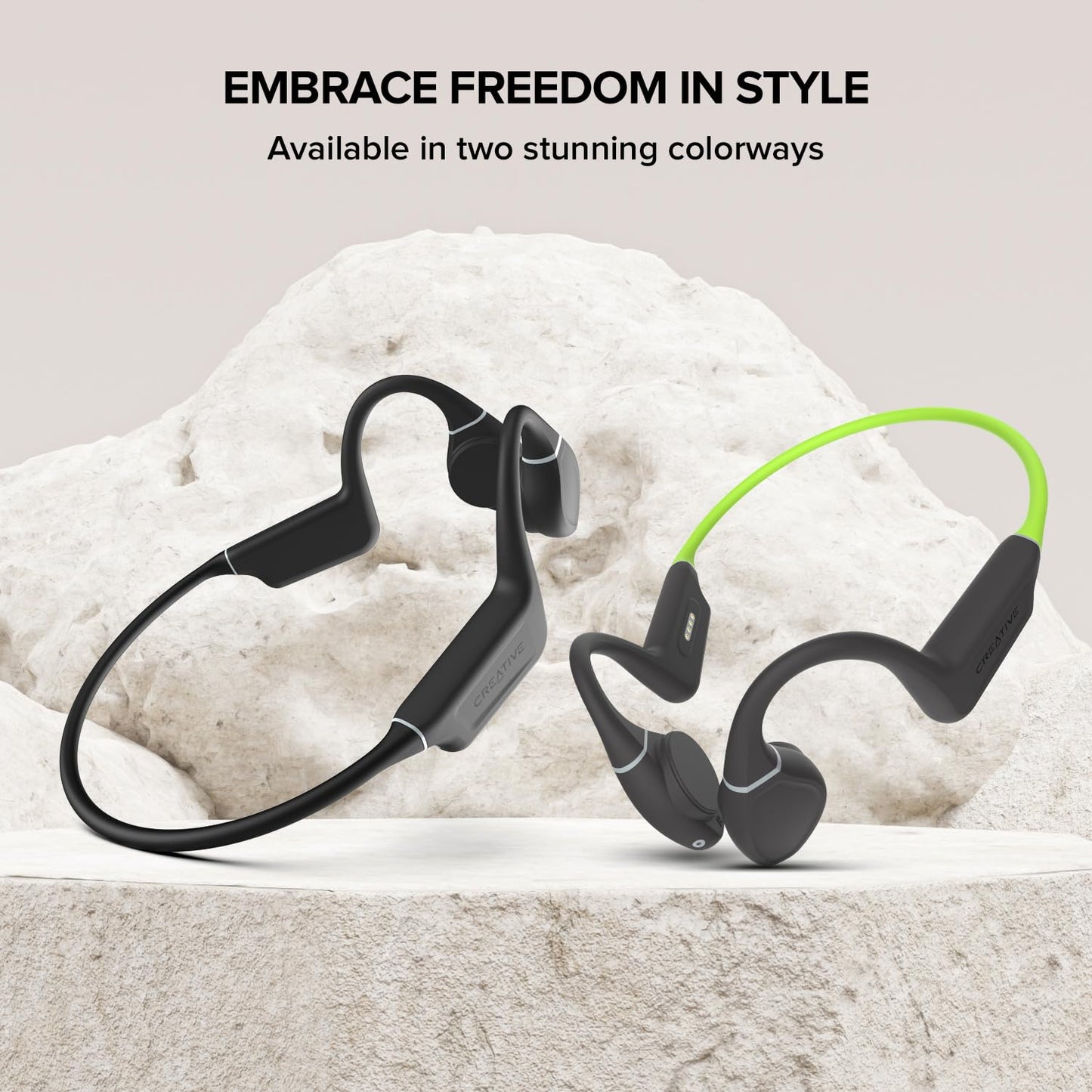 Creative Outlier Free+ Wireless Bone Conduction Headphones with Adjustable Transducers, IPX5 Sweat and Splash Resistance, Multipoint connectivity, Up…