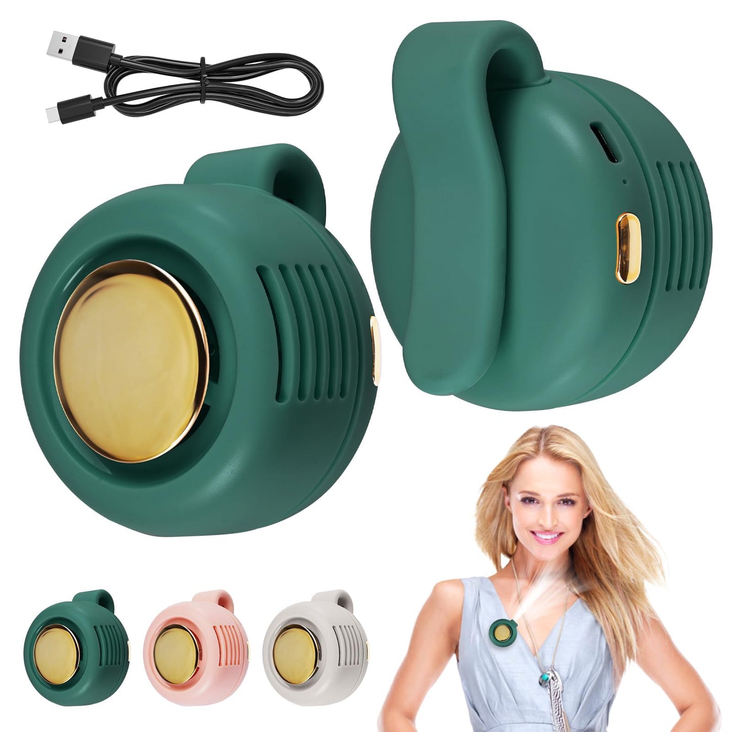 SMILEASE 2026 New Small Fan with Clip for Shirt & Waist,Portable Silent Mini Bladeless Electric Fan Clip On, Adjustable 3-Speed Whirlwind Waist Neck