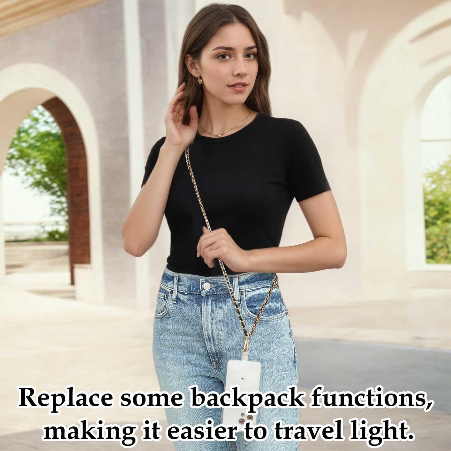 DAWZMR 2 PCS Phone Chain Strap Crossbody with 4 Lanyard Patches, Metal Cell Phone Lanyard for Universal Most Smartphones