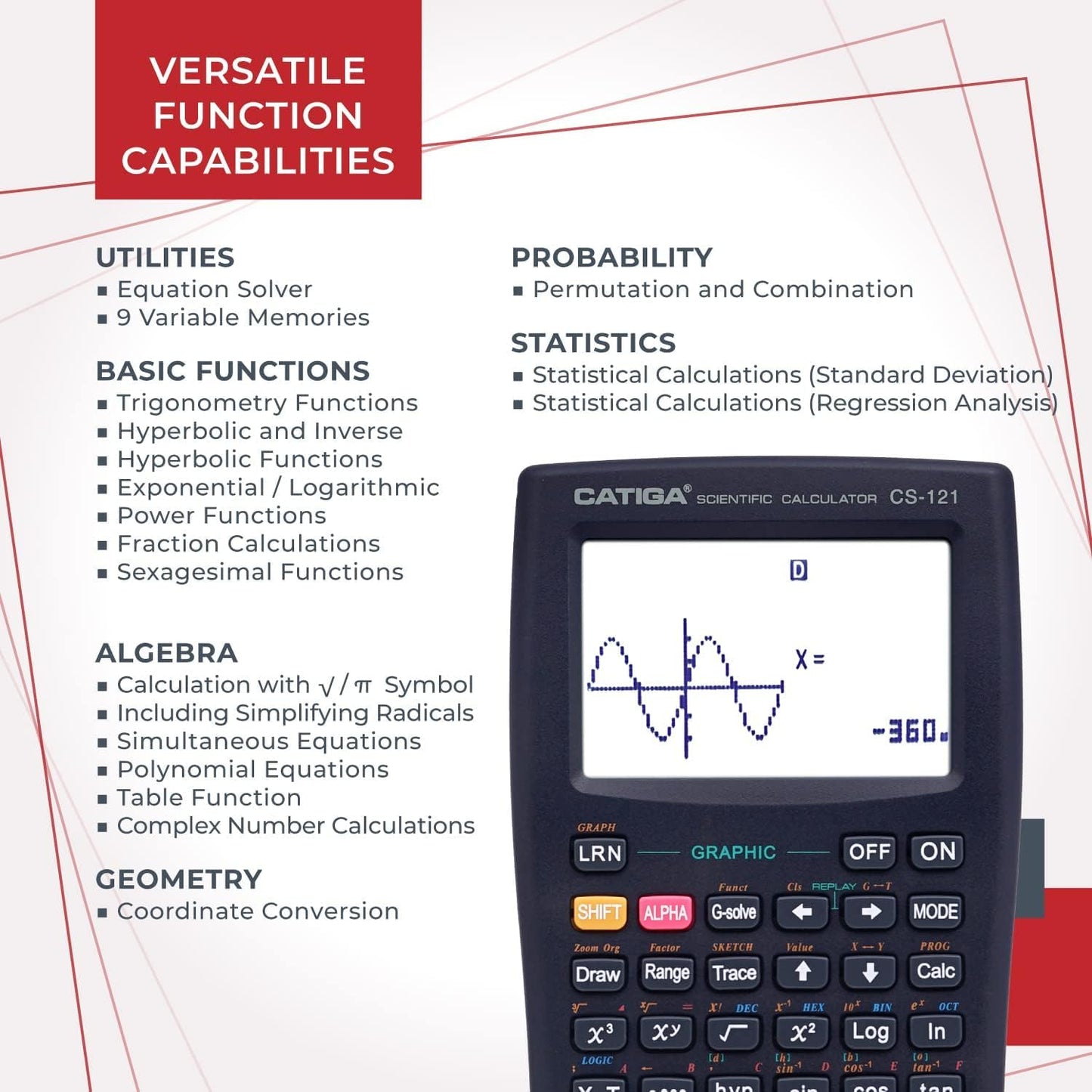 CATIGA Scientific Calculators with Graphic Functions, Graphing Calculators with Multiple Modes, Scientific Calculators for Students, High School or