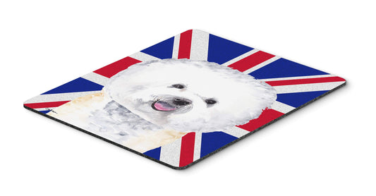 Caroline's Treasures SC9818MP Bichon Frise with English Union Jack British Flag Mouse Pad, Hot Pad or Trivet for Home Office Gaming Working Computers