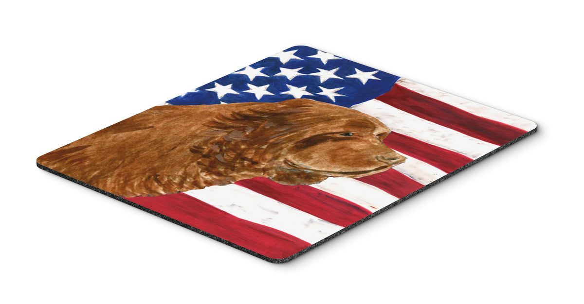 Caroline's Treasures SS4037MP USA American Flag with Sussex Spaniel Mouse Pad, Hot Pad or Trivet for Home Office Gaming Working Computers Laptop Mouse