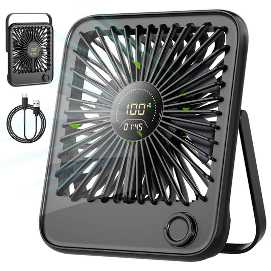 Shintrend Rechargeable Portable Travel Fan - USB Desk Fan with 100 Wind Speeds Small Fan with Digital Display Quiet Desktop Personal Fans for Cruise