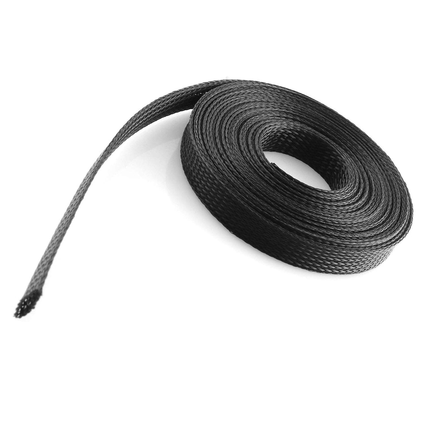DGZZI Braided Wire Sleeve 16.4ft 1/2 Inch Flame-Retardant Black Expandable Braided Cable Sleeving for Automotive Wire Audio Video and Other Home