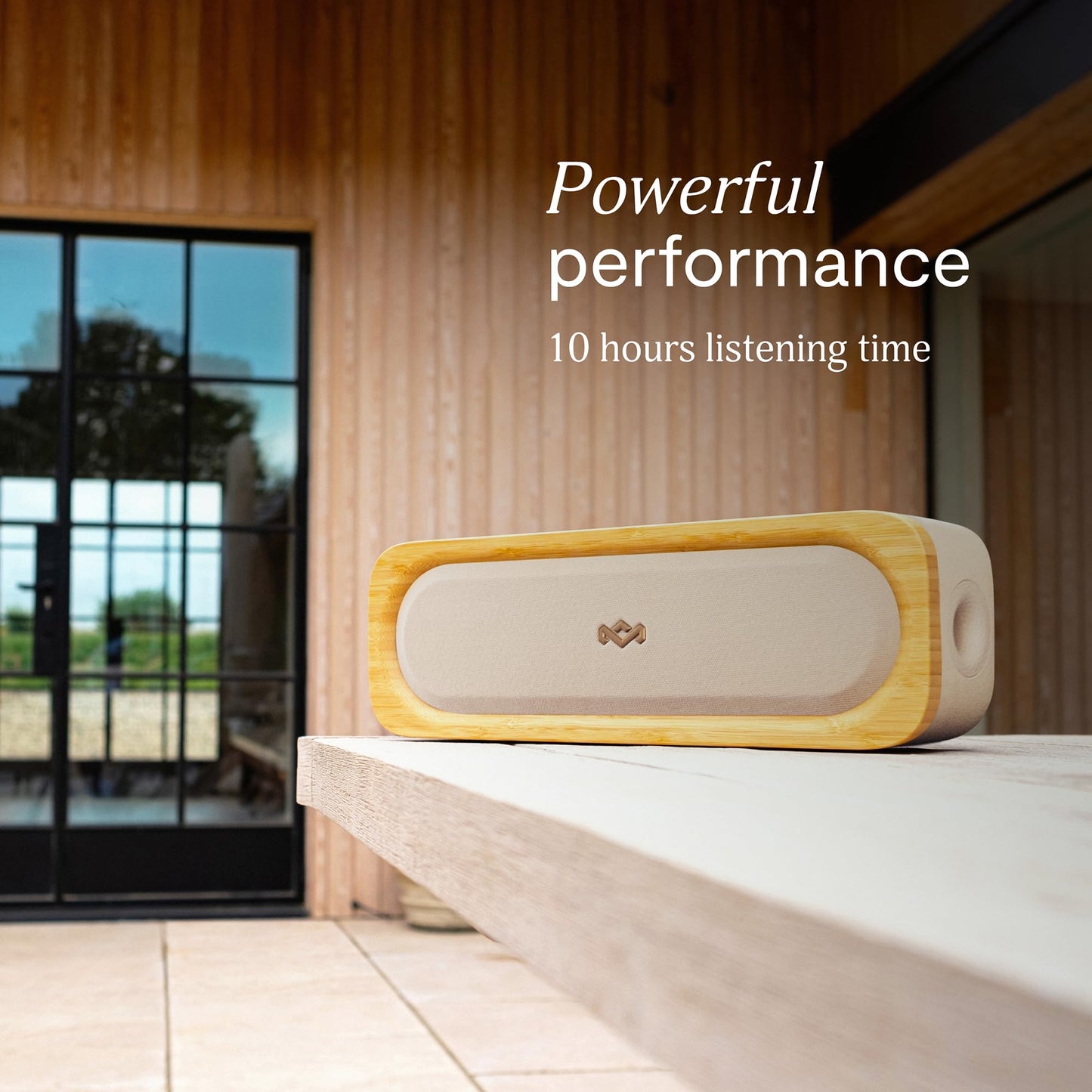 House of Marley Get Together 3 Bluetooth Speaker, 10Hr Playtime, USB-C Fast Charging, EQ Sound Modes, Ambient LED Light, 30m Wireless Range, Bamboo