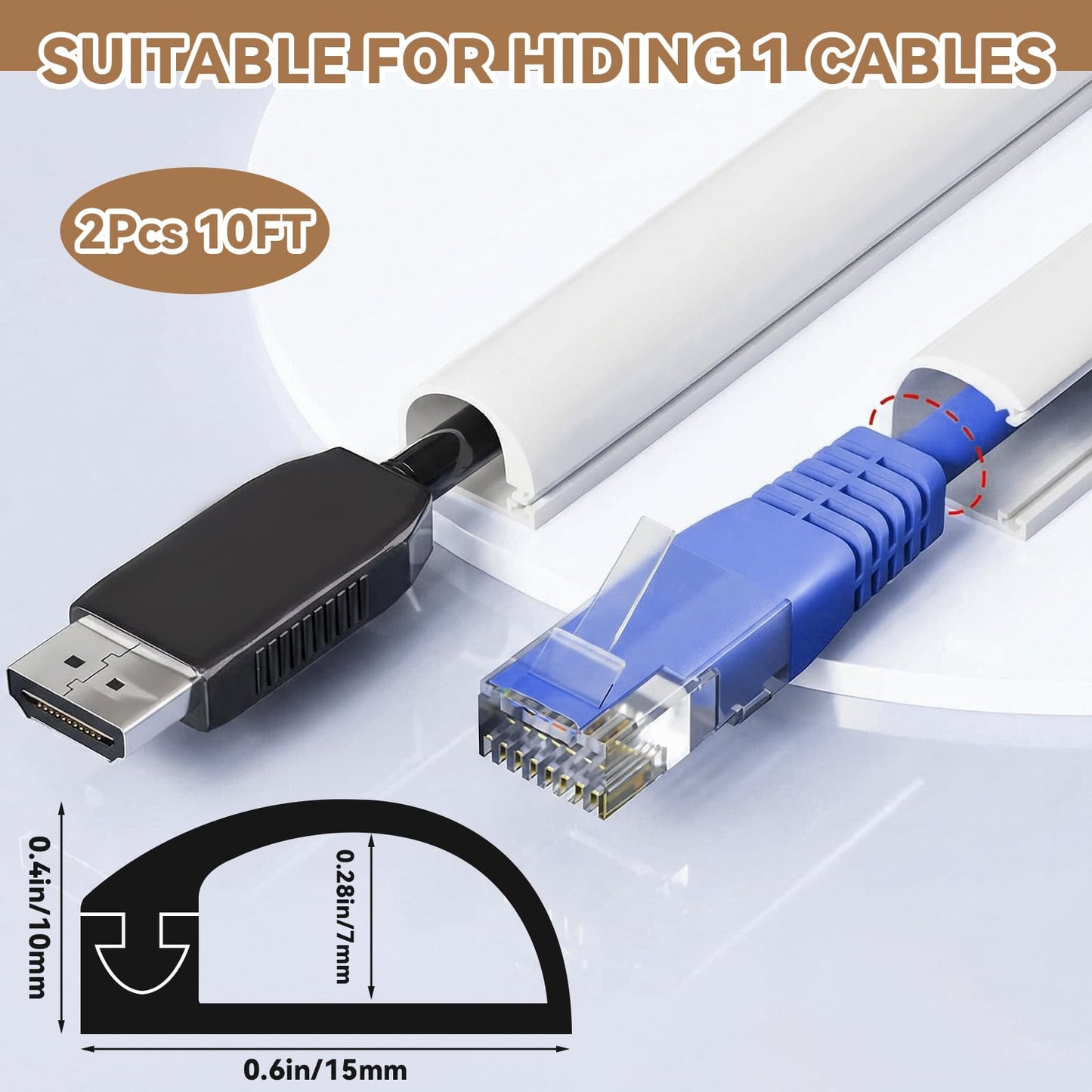 Tatuo 2 Pcs Silicone Wall Wire Hider, 10 ft Each, Self-Adhesive Flexible Cord Hider Wall, Side Open Wire Covers Cable Concealer for Mounted TV, Home