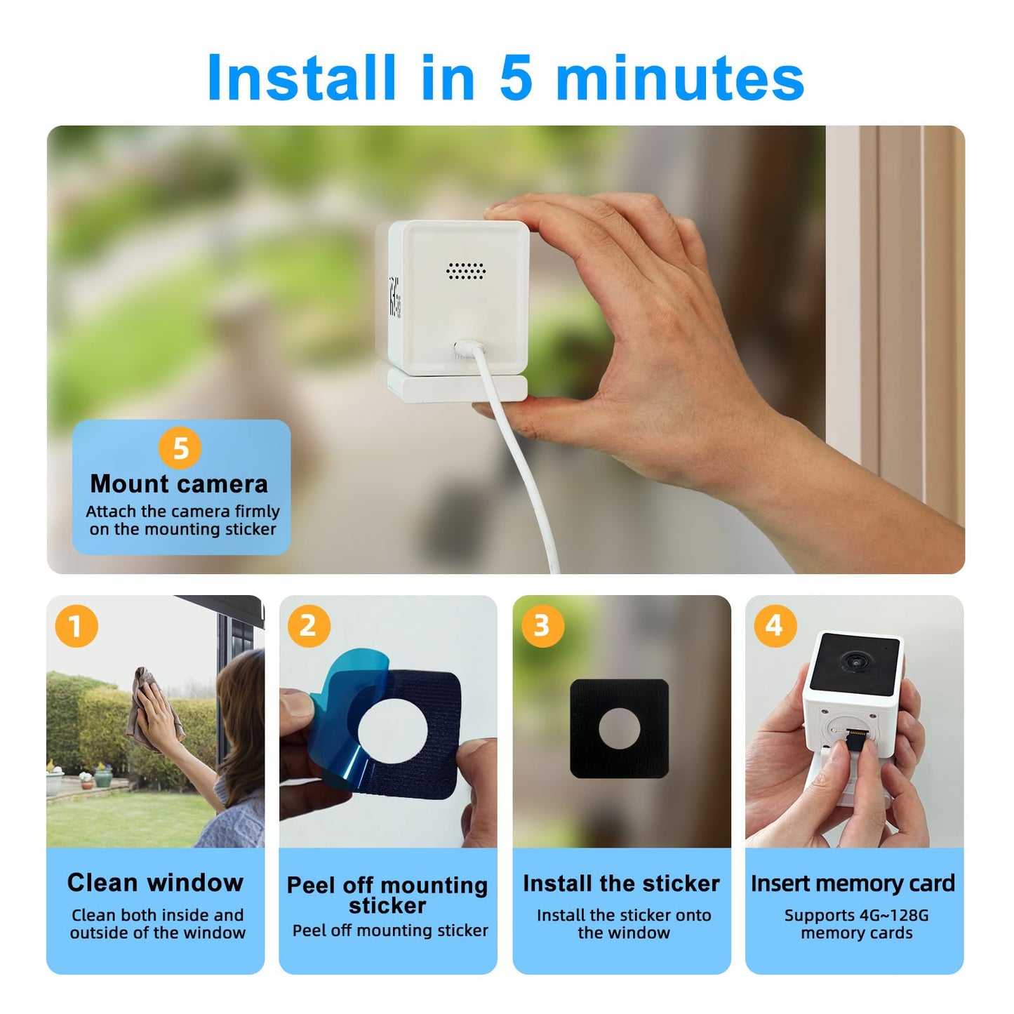 VHV 4MP Ultra HD Smart Window Security Camera - 2.4G/5G WiFi, Color Night Vision, 24/7 Cloud Recording, AI Motion Detection, Family Sharing (1PCS)