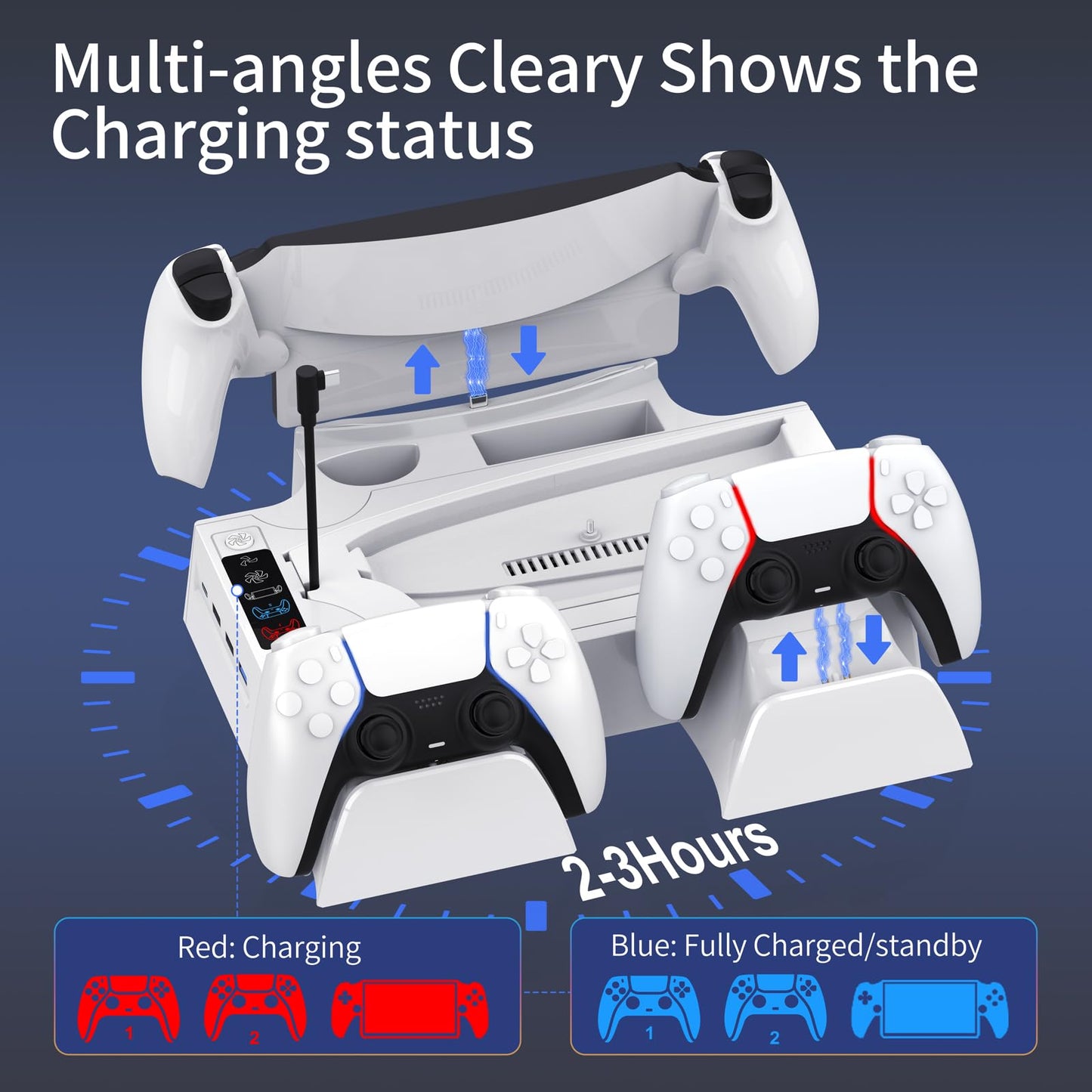 PS5 / PS5 Slim Cooling Station with PlayStation Portal and Controller Charging Station, Cooling Stand for PlayStation 5, PS 5 Portal Charger Dock