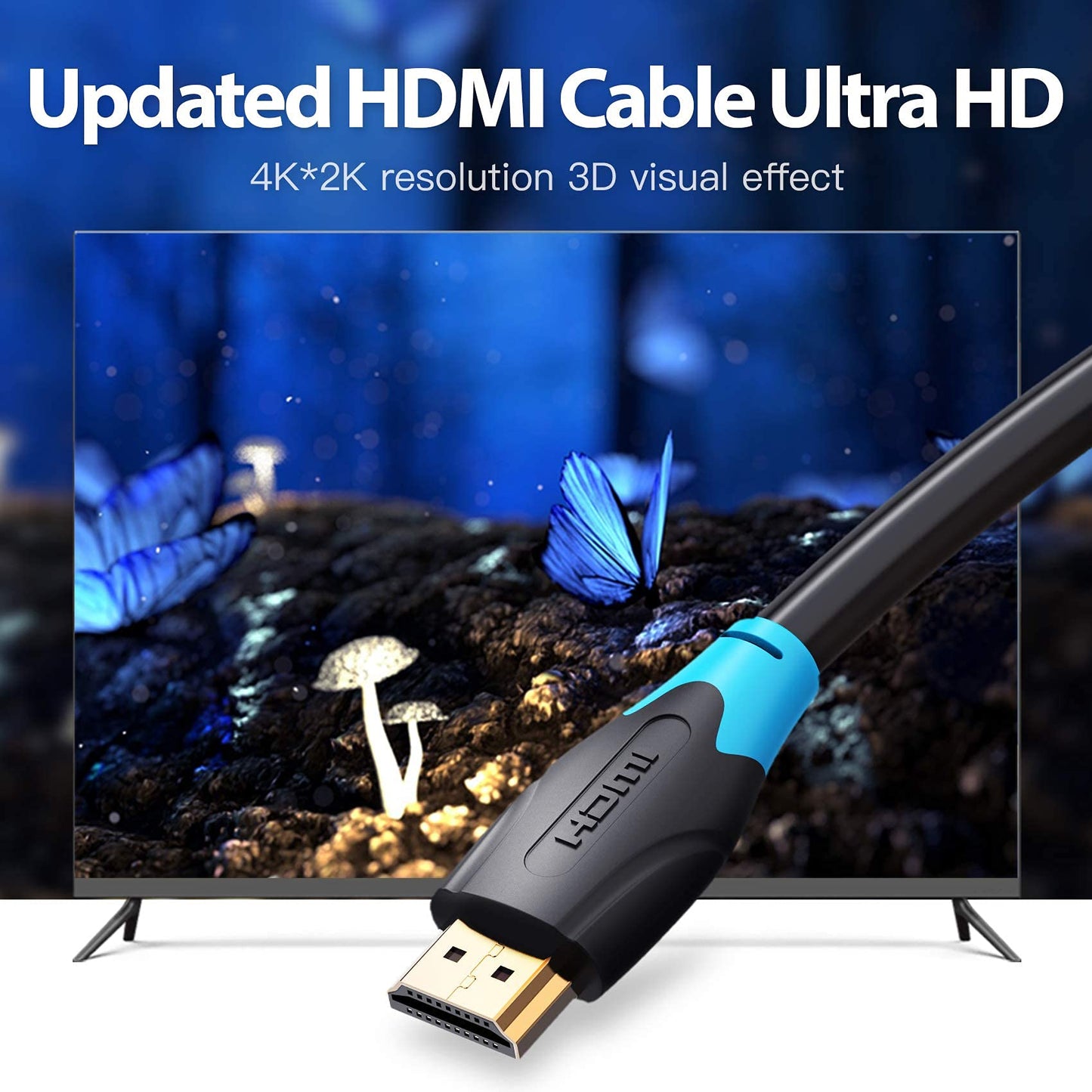 VENTION 4K HDMI Cable 3FT, 18Gbps High Speed HDMI Cord 2.0, Support 4K 60Hz Ultra HD 1080P 3D ARC Compatible for Monitor UHD TV PC PS5 PS4