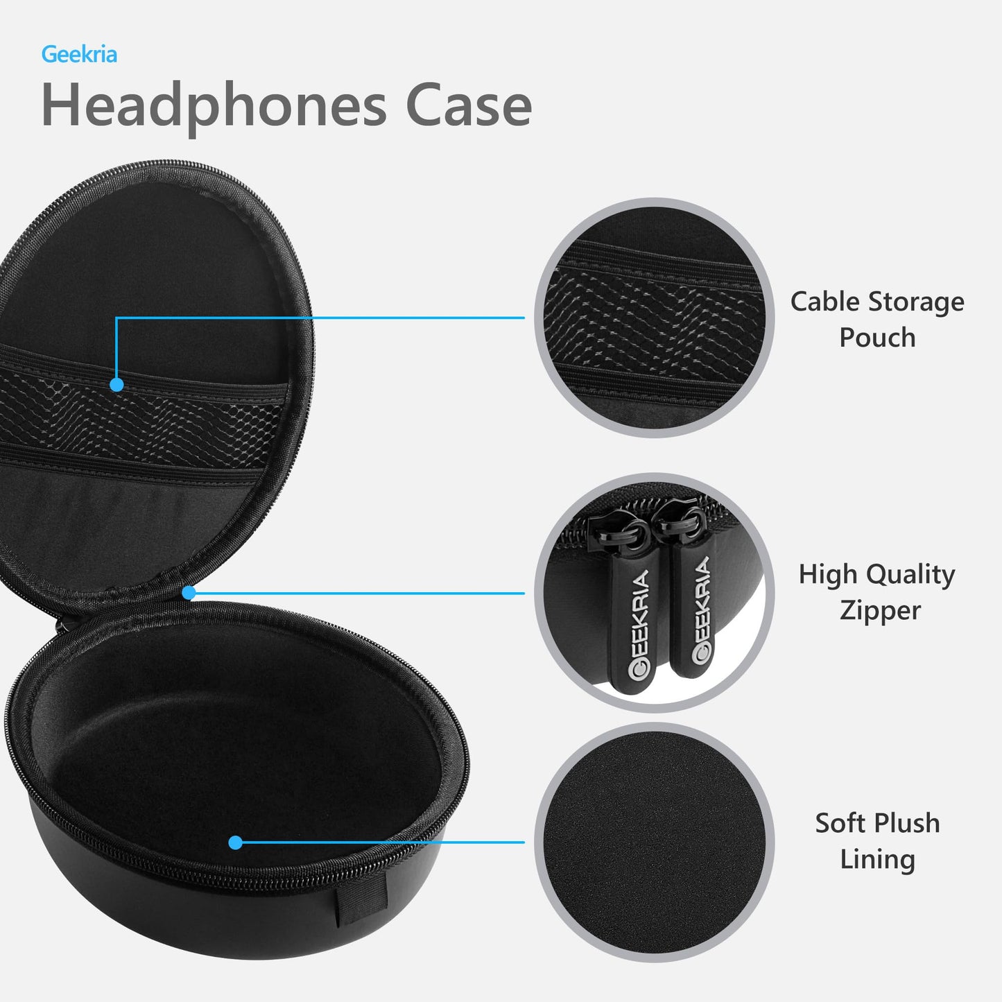 Geekria Shield Headphones Case Compatible with Skullcandy Crusher ANC/Evo/360, Hesh 3, Venue, Replacement Hard Shell Travel Carrying Bag with Cable