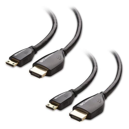 Cable Matters (2-Pack) High Speed Mini-HDMI to HDMI Cable 4K Resolution Ready with Ethernet - 3 Feet