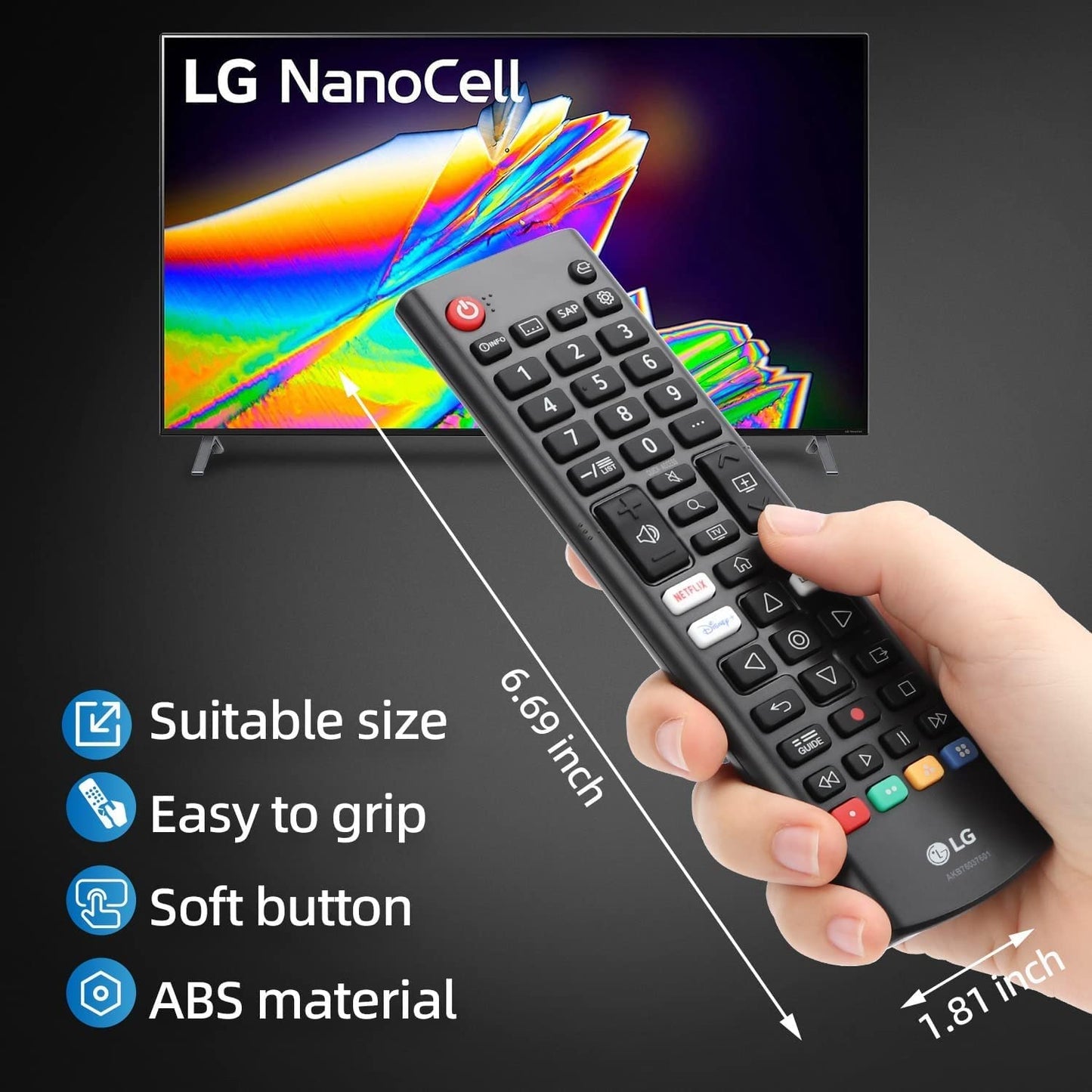 OEM Replacement Universal Remote Control AKB76037601/AKB76040302 fits All LG LED OLED LCD Webos 4K 8K UHD HDTV HDR Smart TV with Prime Video, Disney