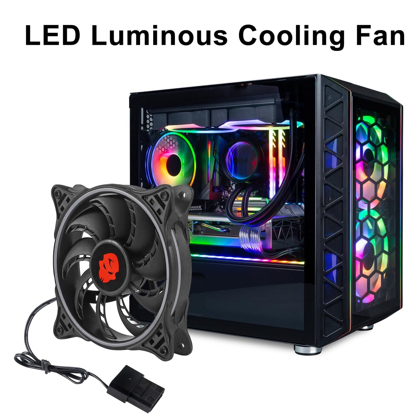 Shutao 120mm PWM 4Pin Interface Computer Case Fan 12025 12V RGB LED Color 4.72in Cooling Case Fan High Long Life Airflow for PC Cases, CPU Coolers