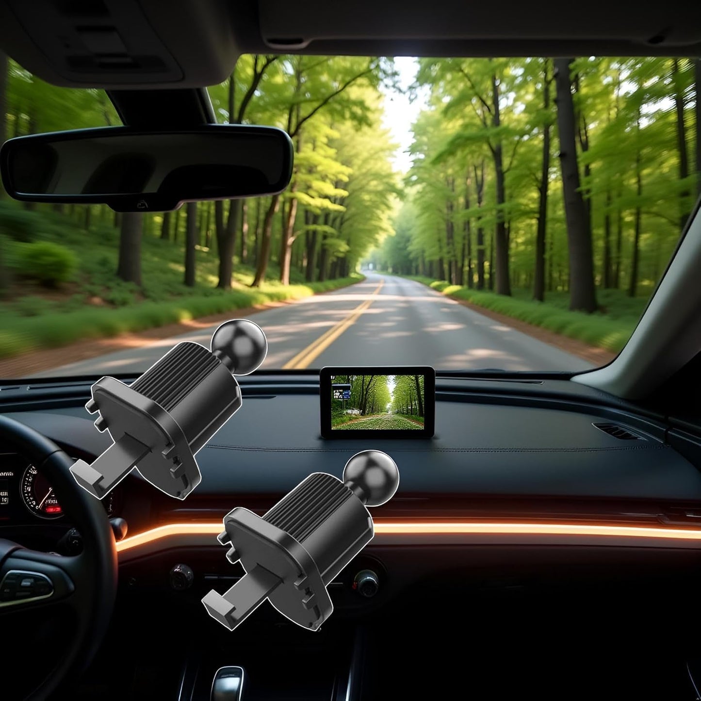 ydzqdxzz 2Pcs Black Universal Air Vent Clip for Car Phone Mount Cellphone Holder Vent Grip W Joint Ball Dia- for Most Car Bracket Universal Air Vent