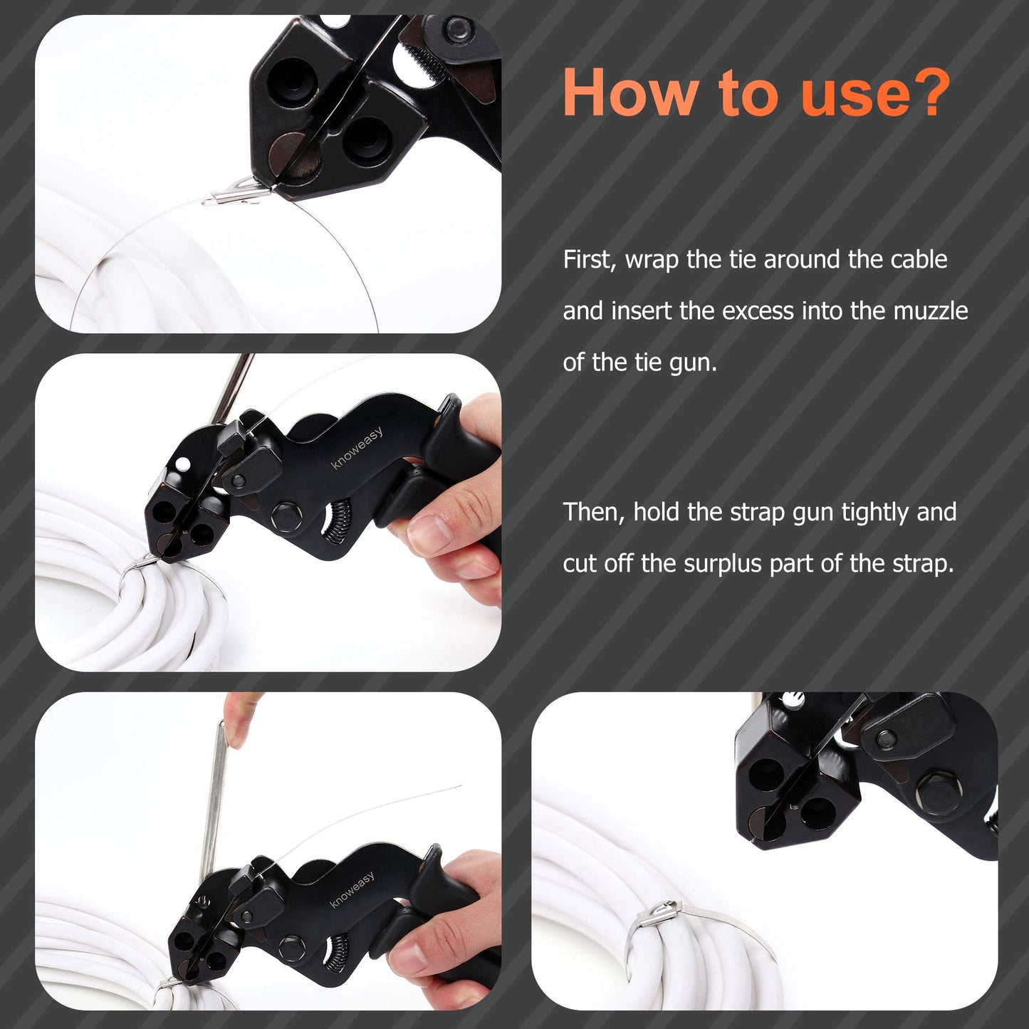 Knoweasy Stainless Steel Cable Tie Gun, Cable Tie Tool and Zip Tie Tool Ideal for Home, Office, and Industrial Use