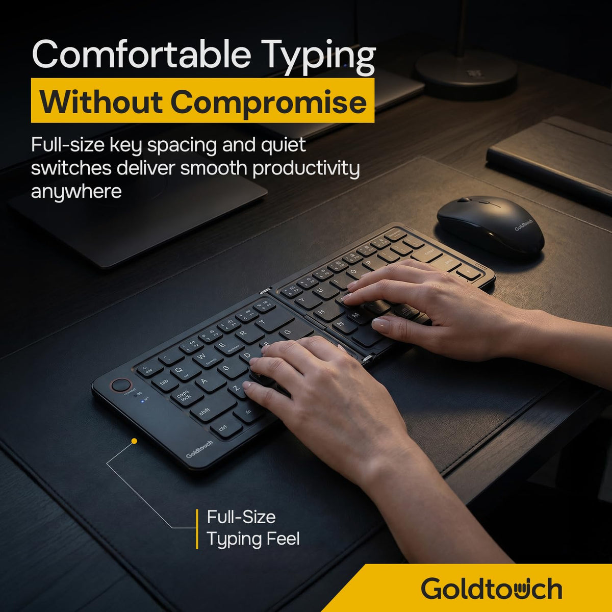 Goldtouch Peapod Mini Bluetooth Keyboard, Foldable, Classic, 1 Count