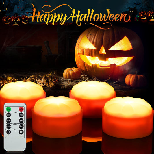 Litake LED Flameless Pumpkin Lights with Remote,Flickering Jack-O-Lantern Lights with Timer,Battery Operated Dimmable Halloween Candle Light