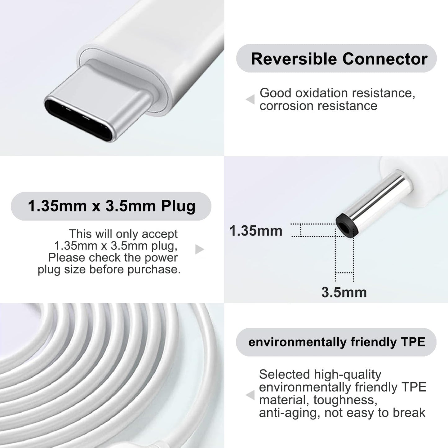 2-Pack Power Adapter Charger Cable Compatible with Ring Stick Up Cam Battery/Plug-in 3rd Gen/2nd Gen & Ring Pan Tilt Stick Up Camera, Indoor/Outdoor