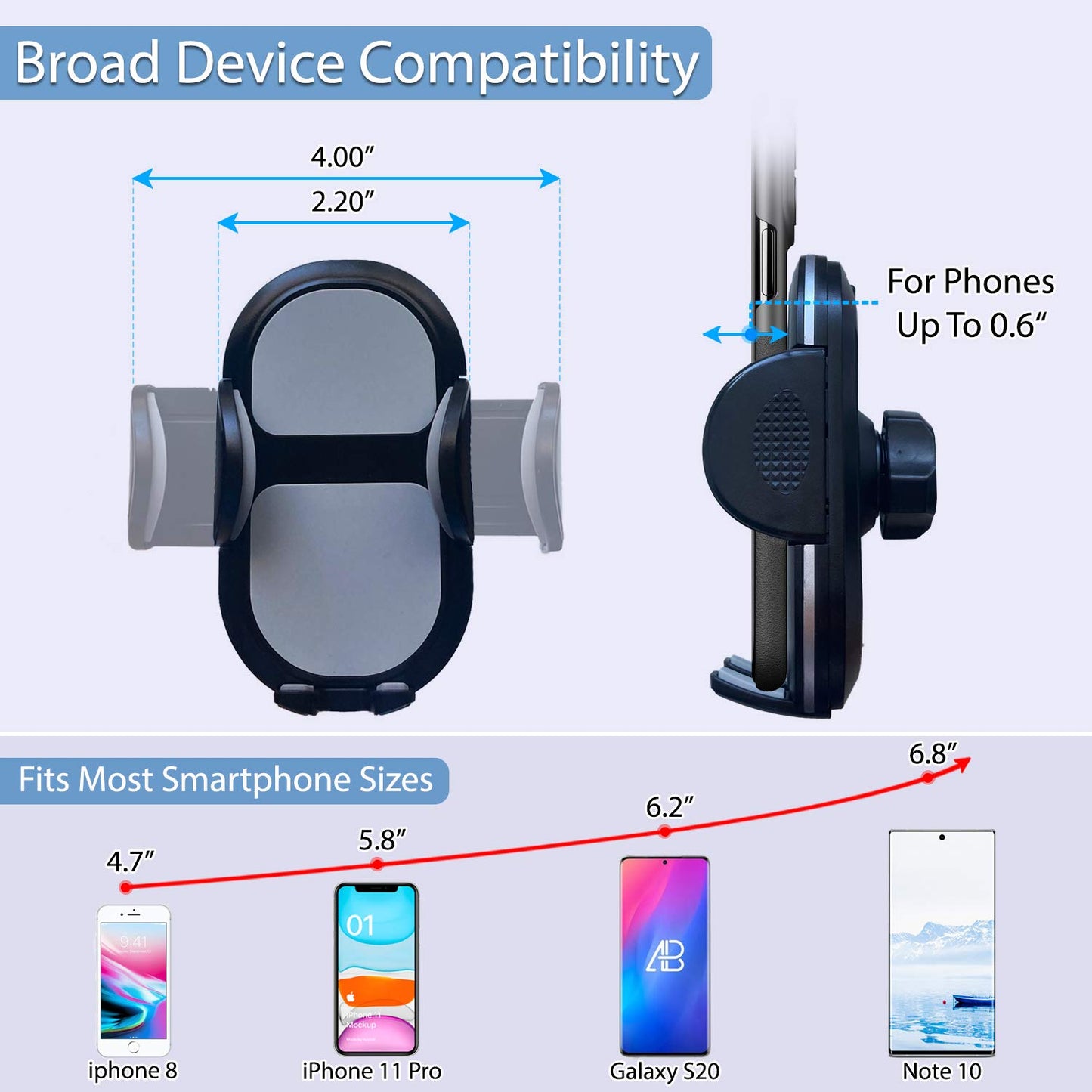 Fugetek Phone Holder Air Vent Mount, Adjustable Cradle, Durable Metal Clip Plates, 360 Rotation, Compatible with iPhone & Android Phones