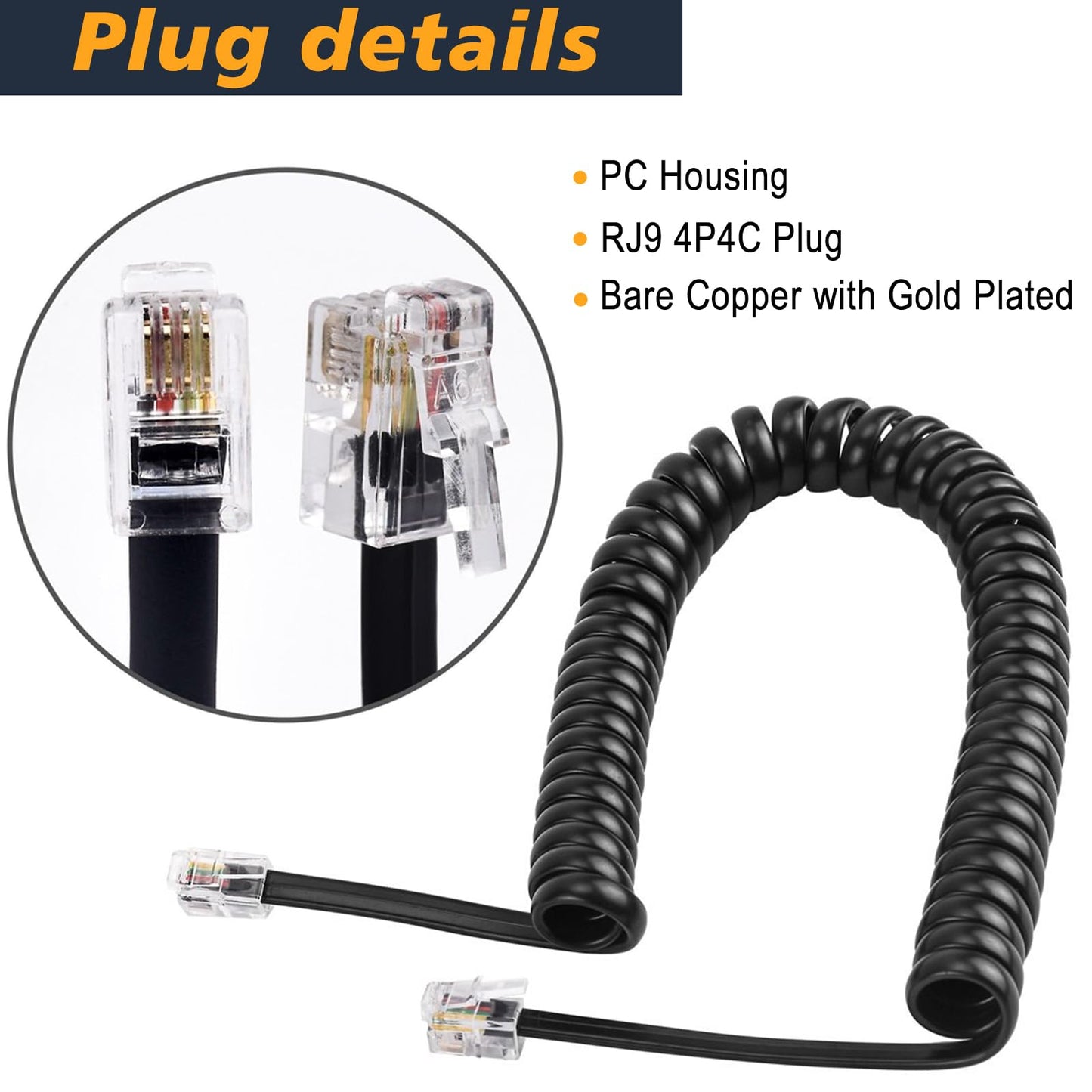 YIENFBEV Telephone Handset Cord Detangler 1 Set, 1 Pack 360 Degree Rotating/Anti-Tangle Landline Cable and 1 Pack Telephone Handset Cord 7.5 Foot