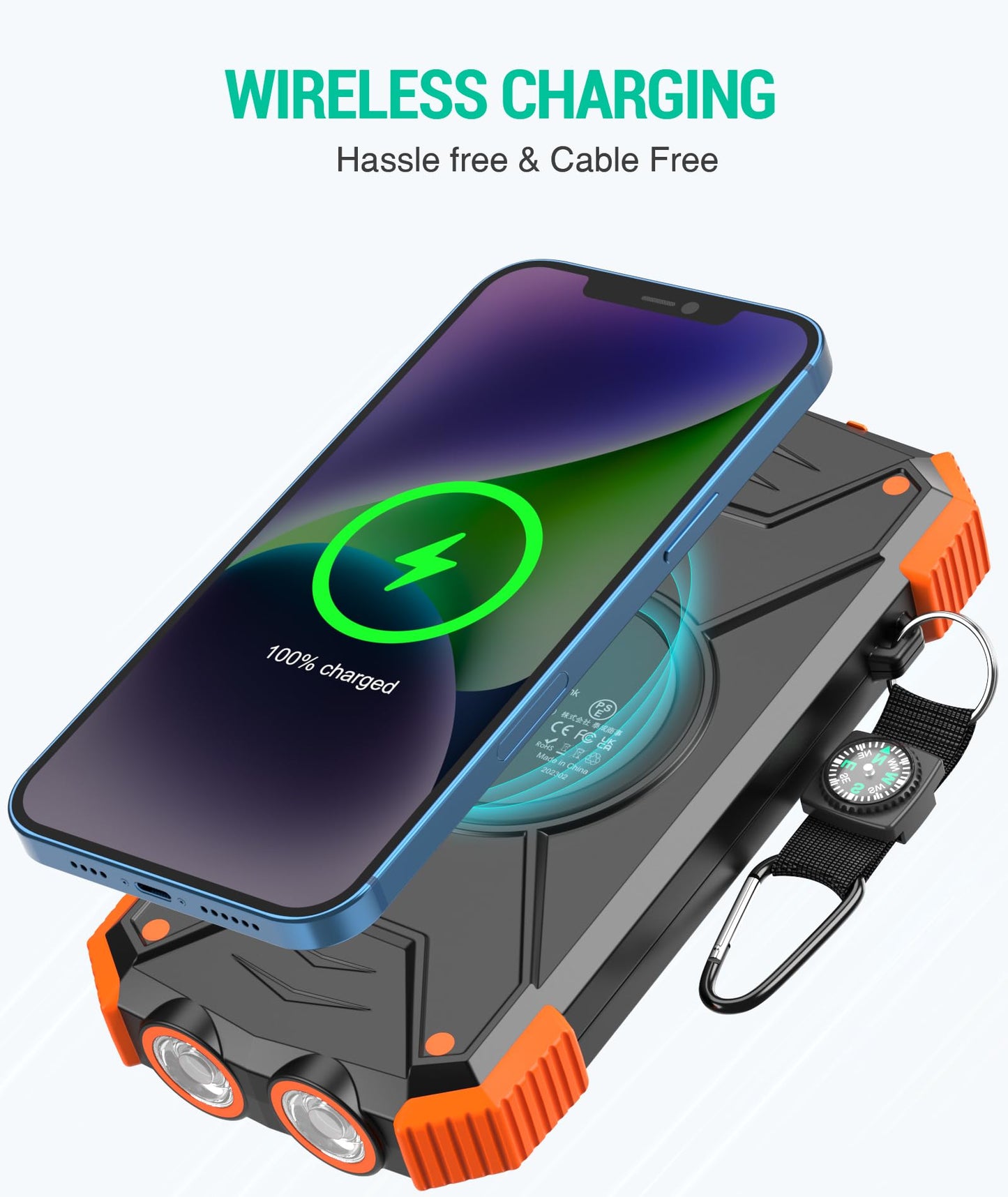 BLAVOR Solar Power Bank 10,000mAh, Portable Wireless Charger, 20W Fast Charging External Battery Pack with USB C for Cell Phones, Solar Panel Charging