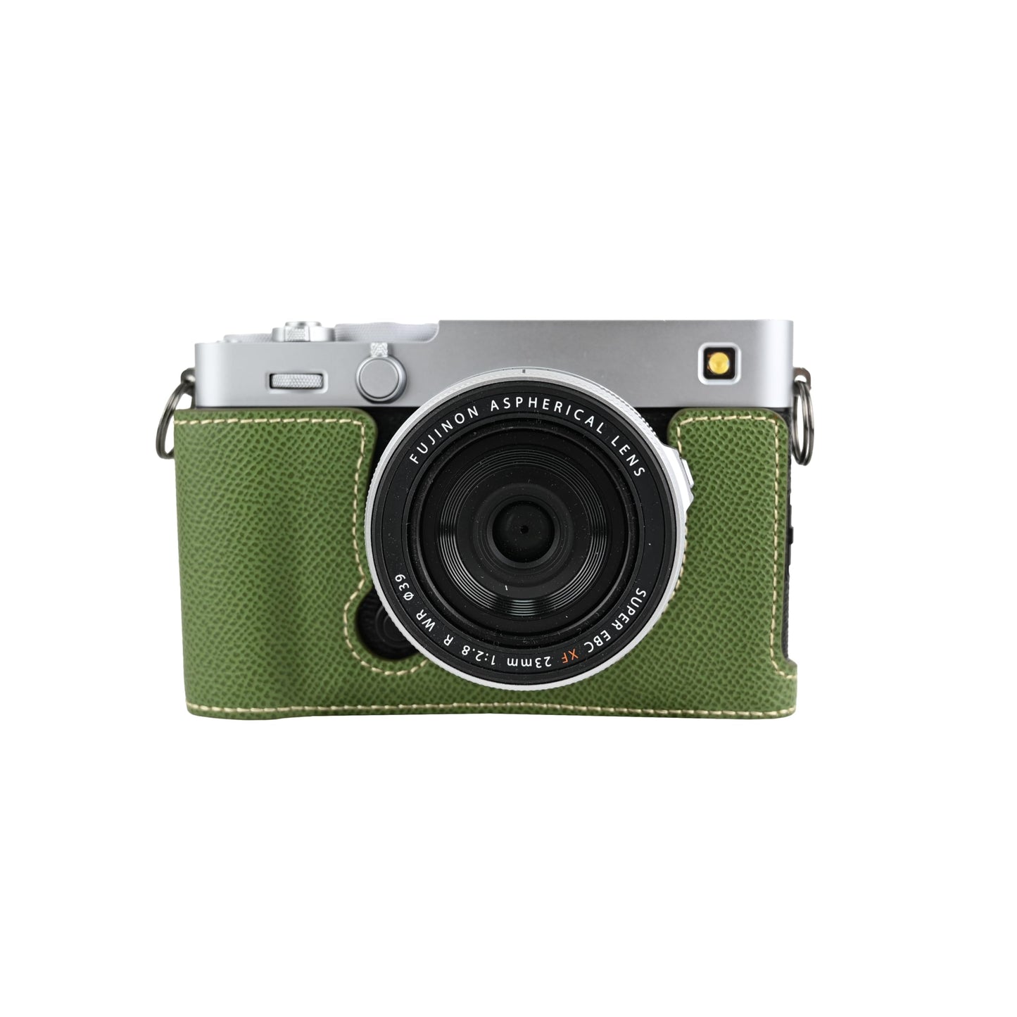 BMAOLLONGB X-E5 Case, Handmade PU Leather Half Camera Case Bag Cover Bottom Opening Version for Fujifilm X-E5 XE5 With Neck Strap Lens Cover (Green)
