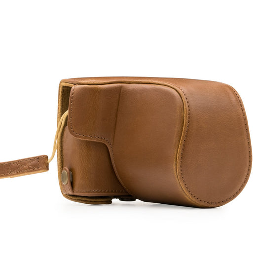 Megagear Canon EOS M100, M200 (15-45mm) Ever Ready Leather Camera Case and Strap, with Battery Access - Light Brown - MG1327