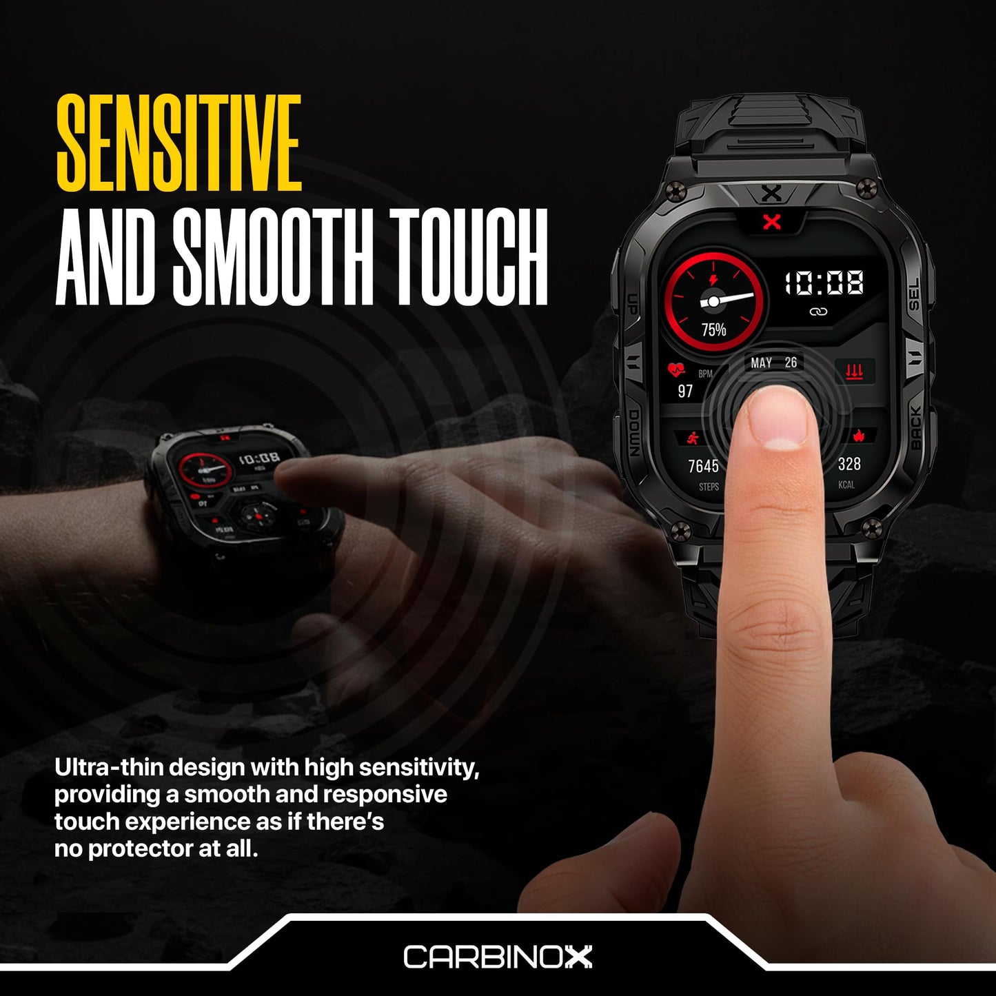 CARBINOX Tempered Glass Screen Protector Compatible for X-Ranger Smart Watch - High Transparency, Anti Scratch, High Sensitivity, Bubble Free (2 Pack)
