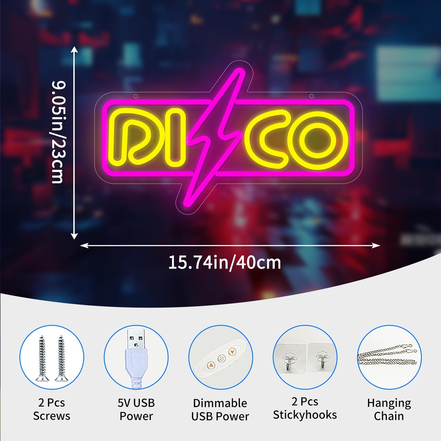 Neonawall Disco Neon Sign for Wall Decor Light Up Letters Led Sign Birthday Party Gifts Led Decorative Night Signs Dance Room Decorations Supplies